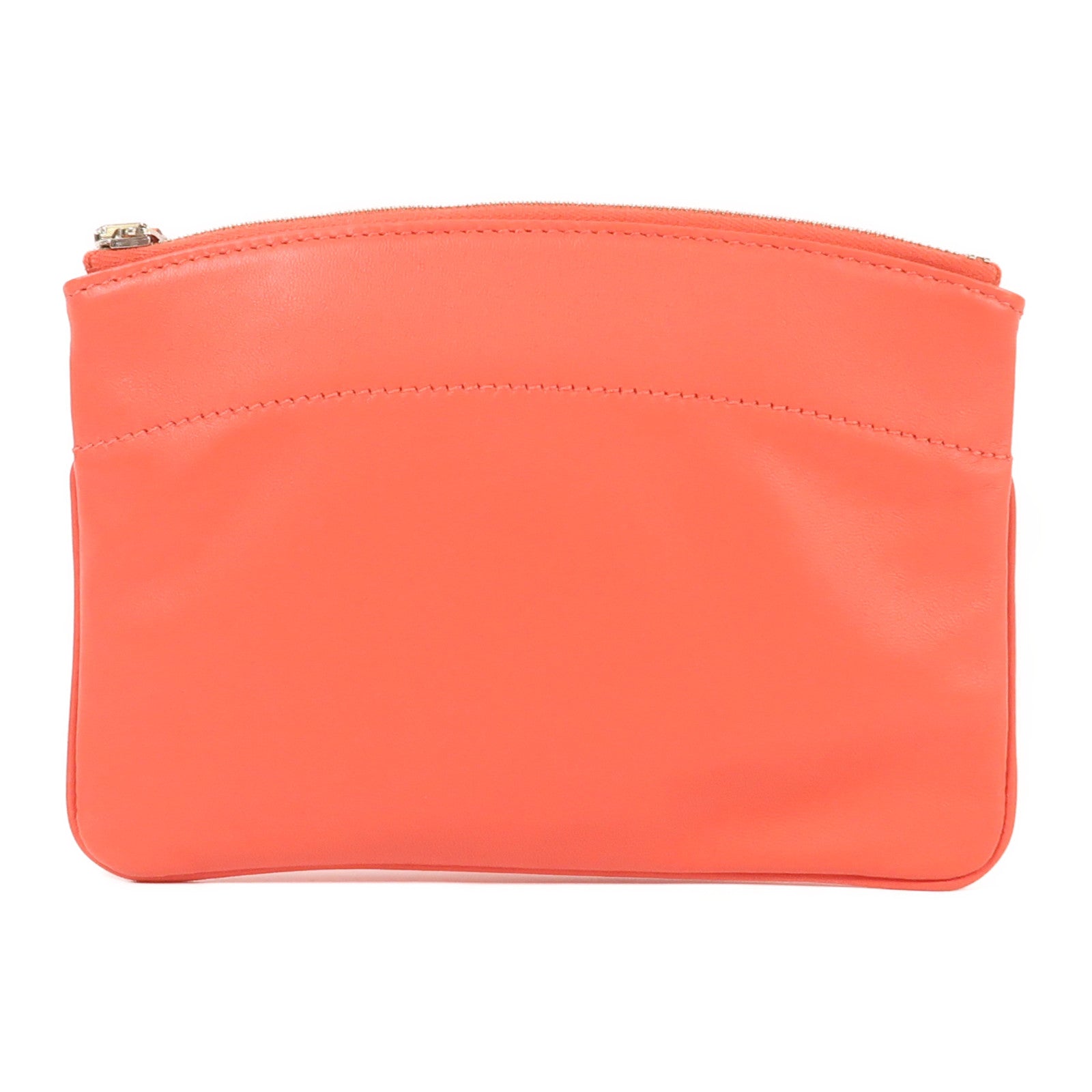 HERMES Swift皮革Tohubohu Pouch銀扣手拿包Capucine