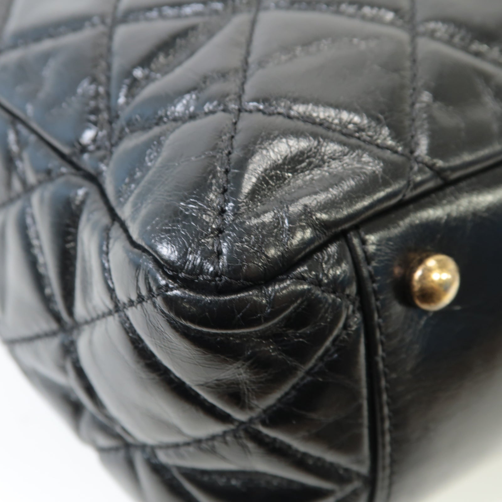 CHANEL 【激減優惠】菱格牛皮皮革2 Way Shoulder金扣手挽肩背兩用袋黑色