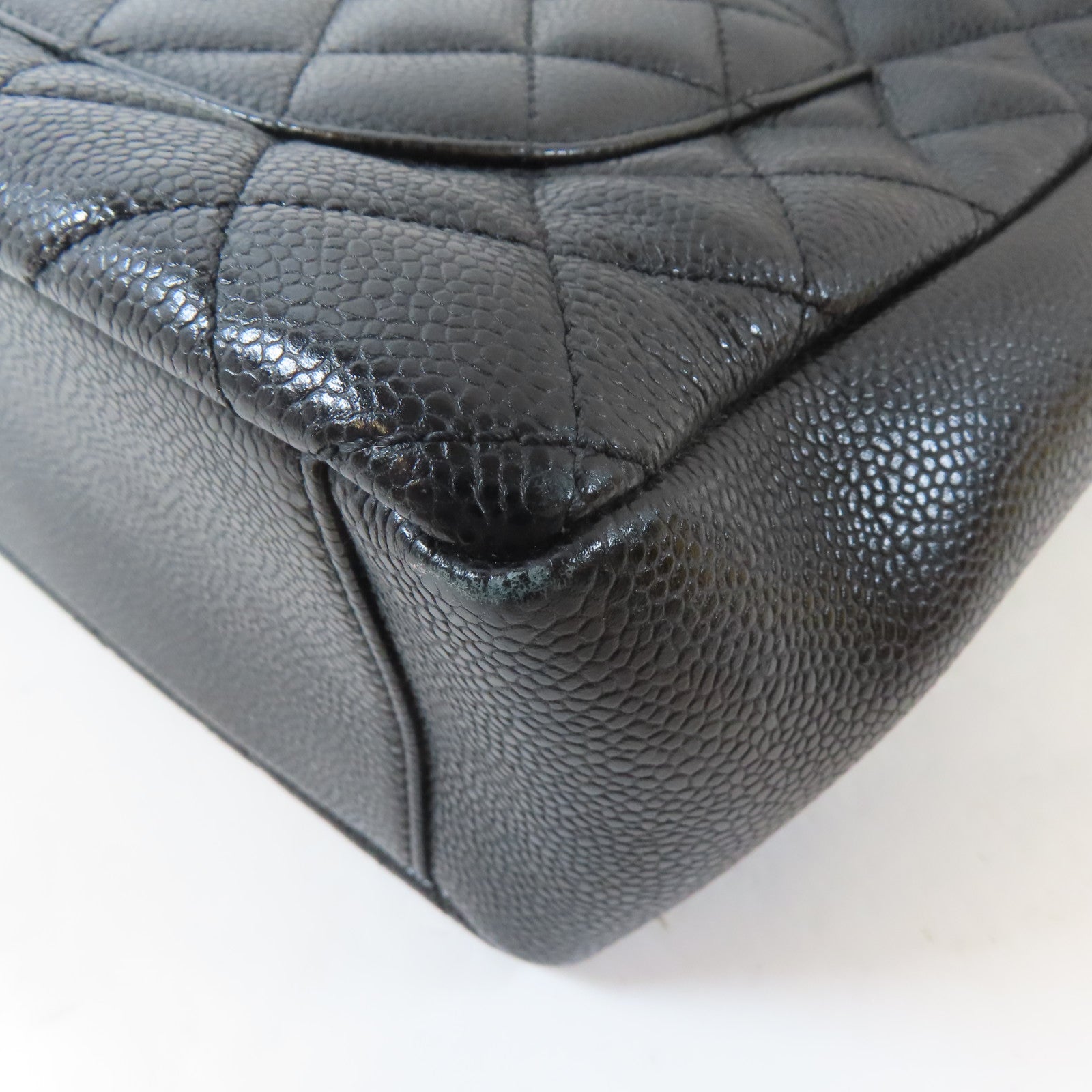 CHANEL 菱格Caviar皮革PST Petite Shopping Tote Bag金扣鏈帶肩背袋黑色