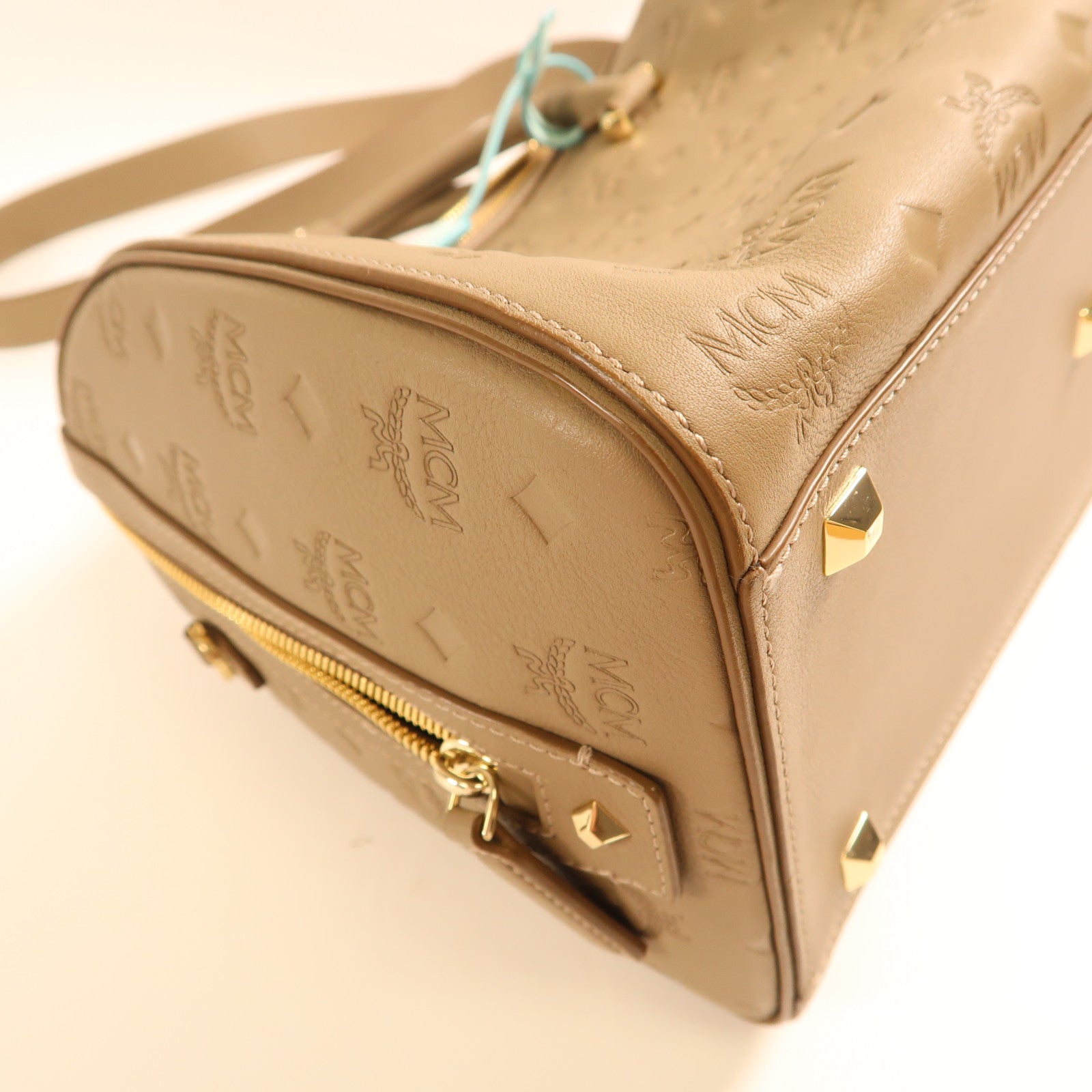 MCM 牛皮皮革Shoulder Bag金扣手挽肩背兩用袋