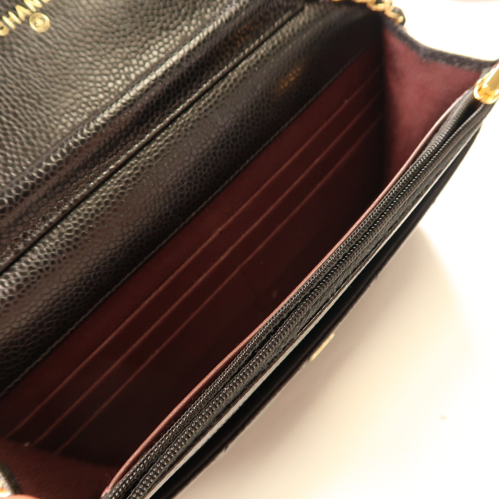 CHANEL 牛皮皮革Wallet On Chain金扣鏈帶肩背袋黑色