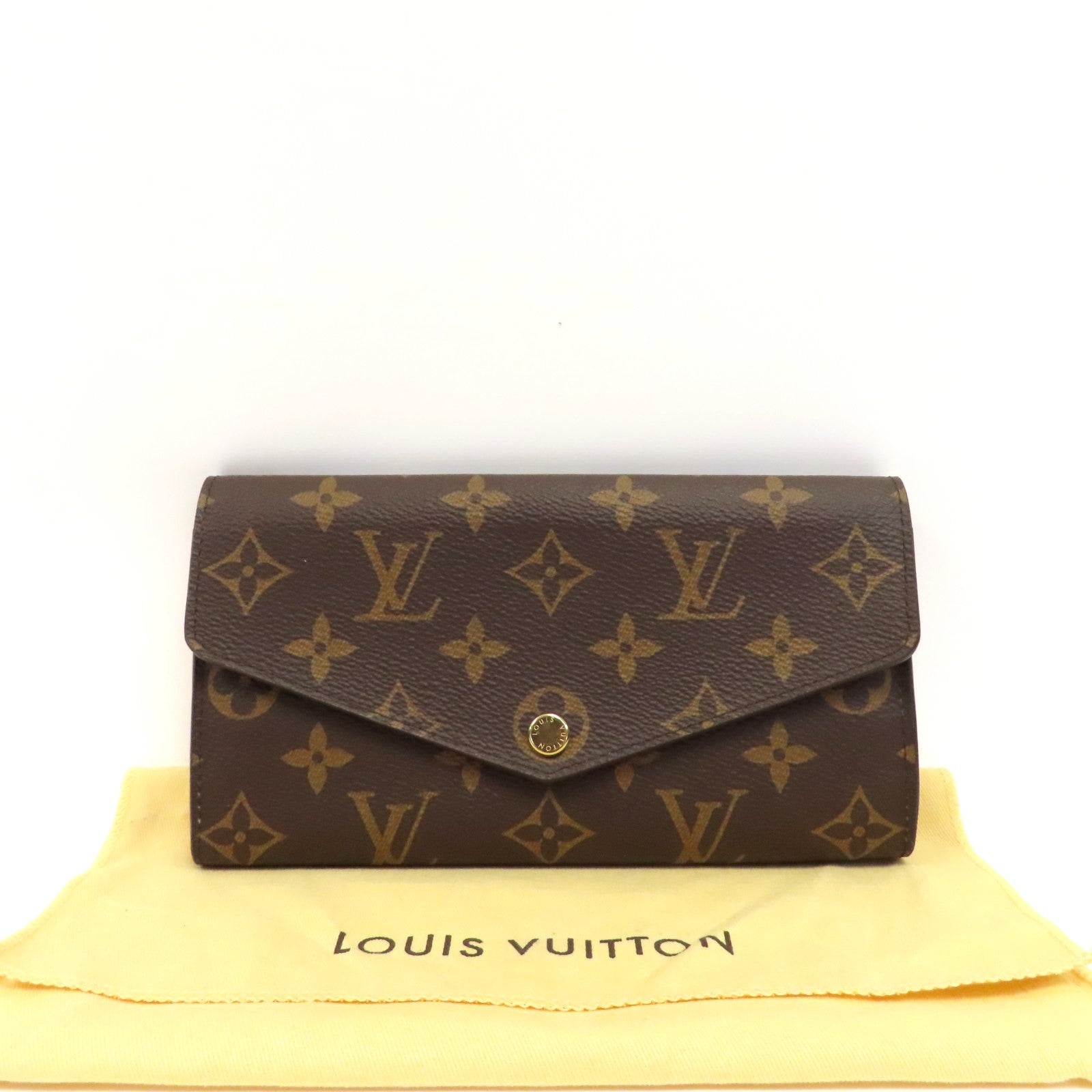 LOUIS VUITTON Monogram Long Wallet金扣啪鈕長錢包啡色