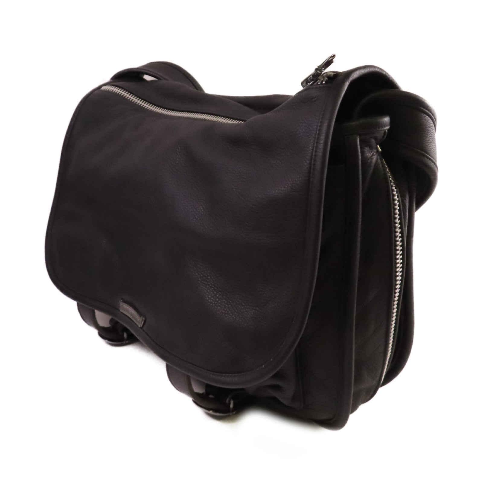 CHROME HEARTS 牛皮皮革Shoulder Bag銀扣肩背袋黑色