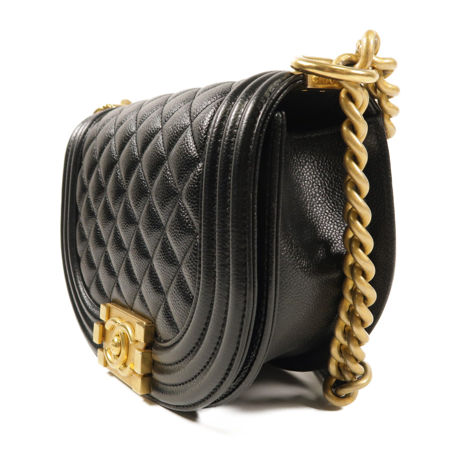 CHANEL 【激減優惠】牛皮皮革Boy金扣肩背袋