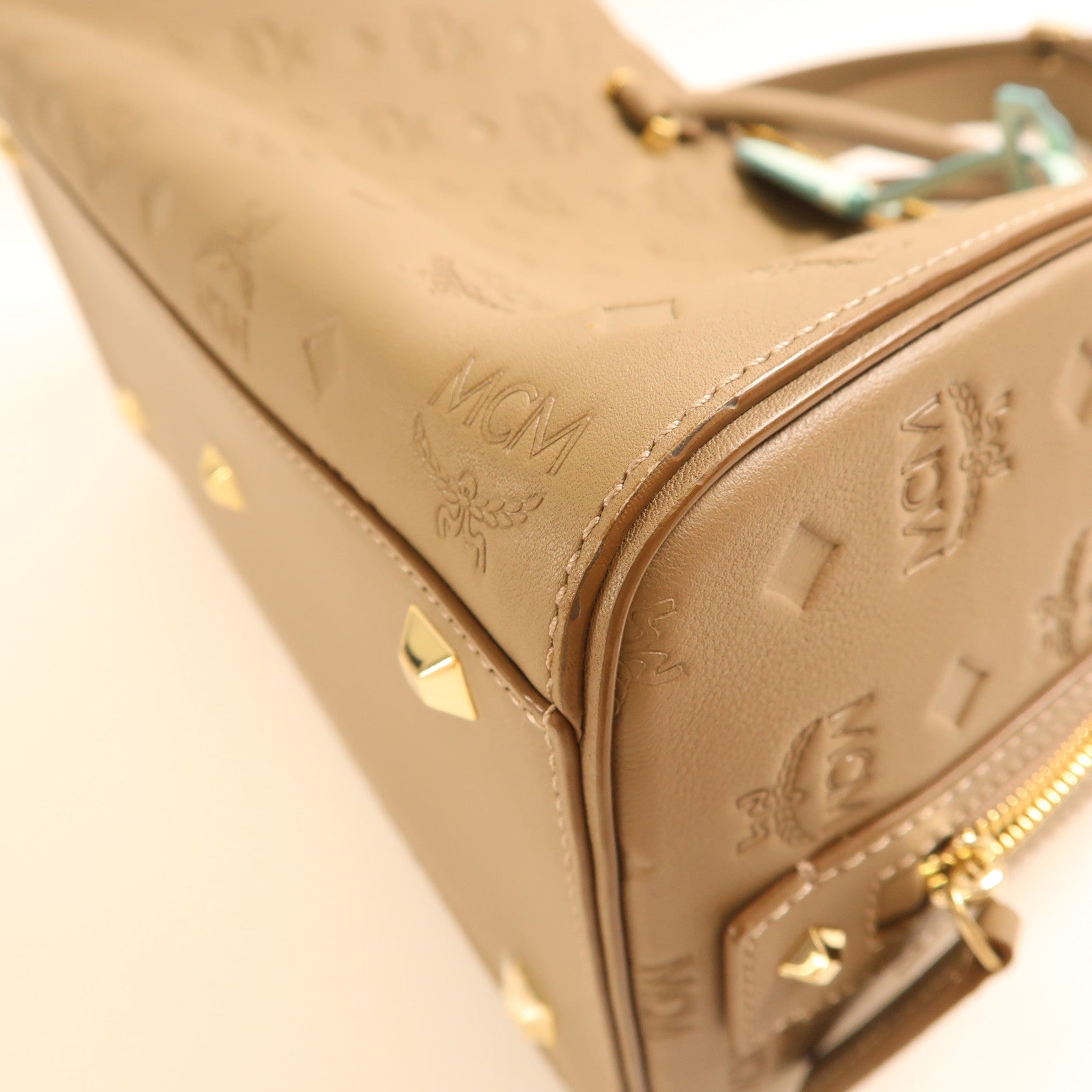 MCM 牛皮皮革Shoulder Bag金扣手挽肩背兩用袋