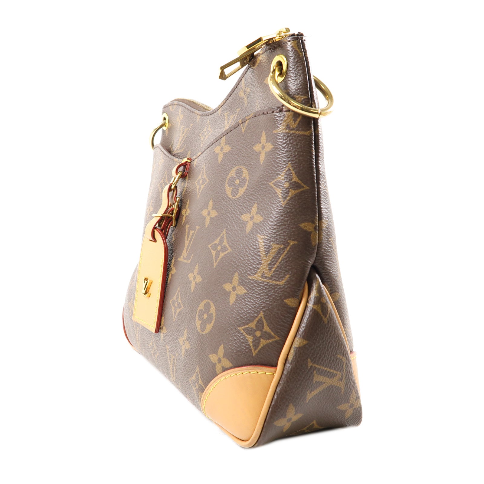 LOUIS VUITTON Monogram Odeon金扣肩背袋棕色