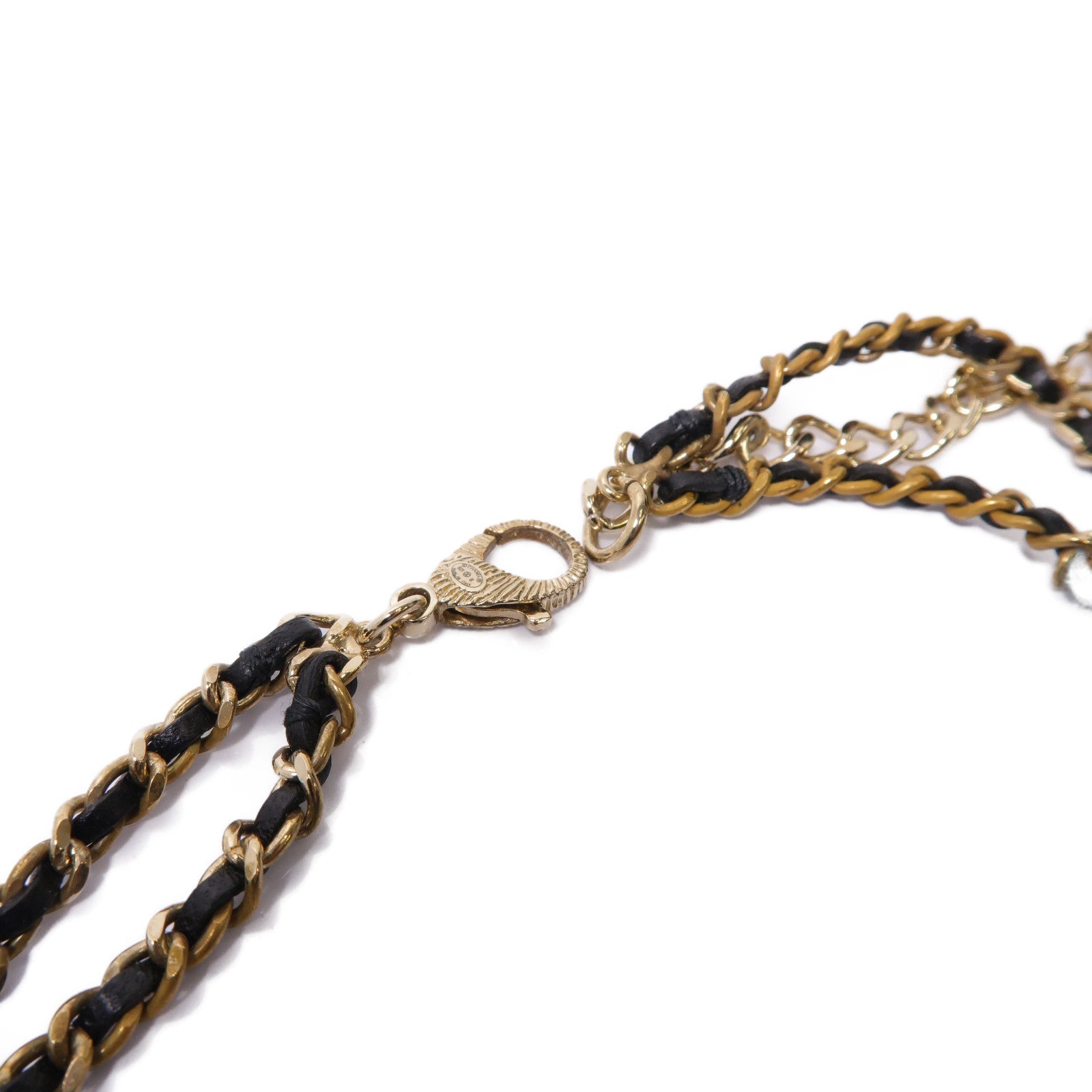 CHANEL 金屬Necklace項鍊黒色/金色