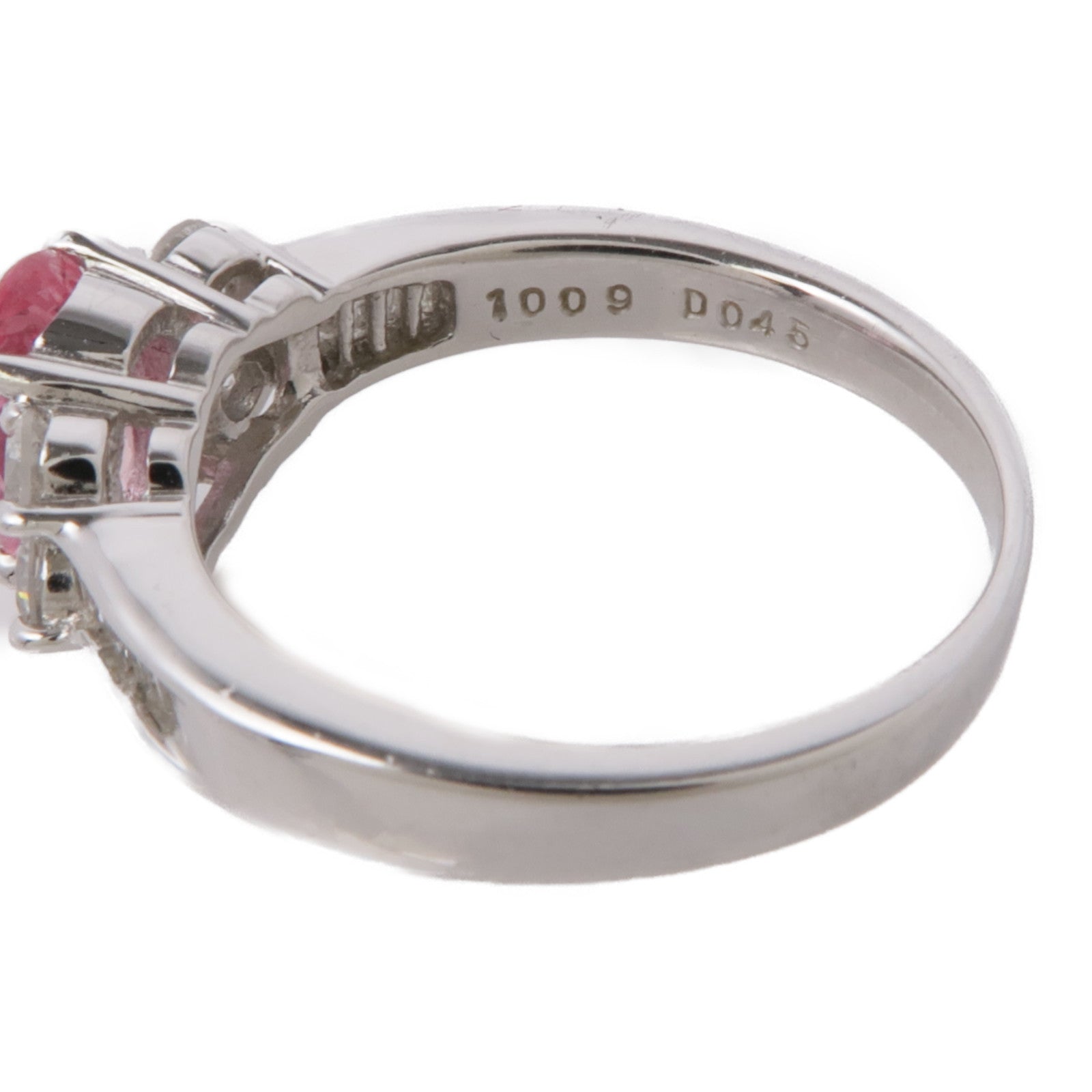 JEWELRY 【激減優惠】PT900鉑金Pink Sapphire/Diamond Ring粉紅色藍寶石/鑽石戒指US#5.75
