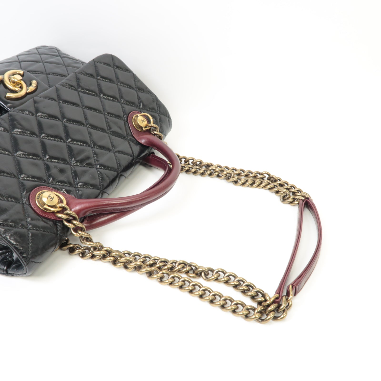CHANEL 【激減優惠】菱格牛皮皮革2 Way Shoulder金扣手挽肩背兩用袋黑色