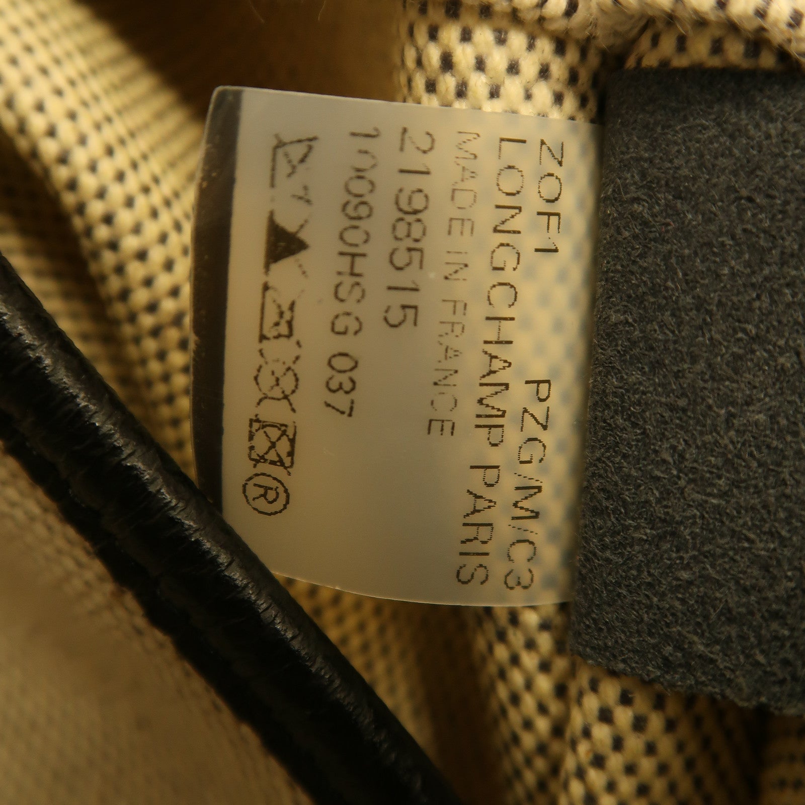 Longchamp 帆布Tote Bag銀扣手挽袋米色/黑色