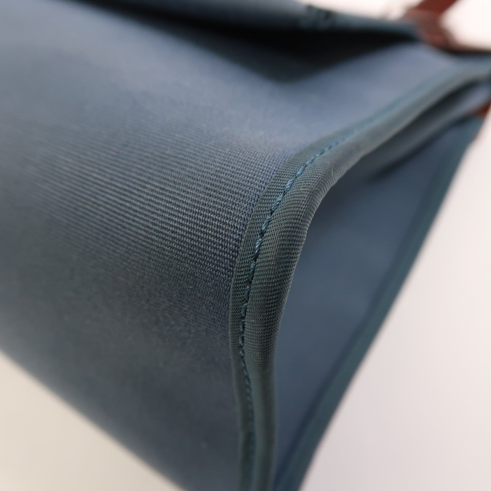 HERMES 帆布Herbag PM銀扣手挽肩背兩用袋Bleu Tempete/Rouge H