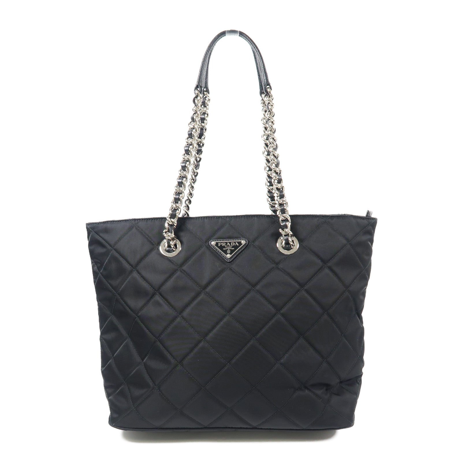 PRADA 尼龍Shoulder Bag銀扣鏈帶肩背袋