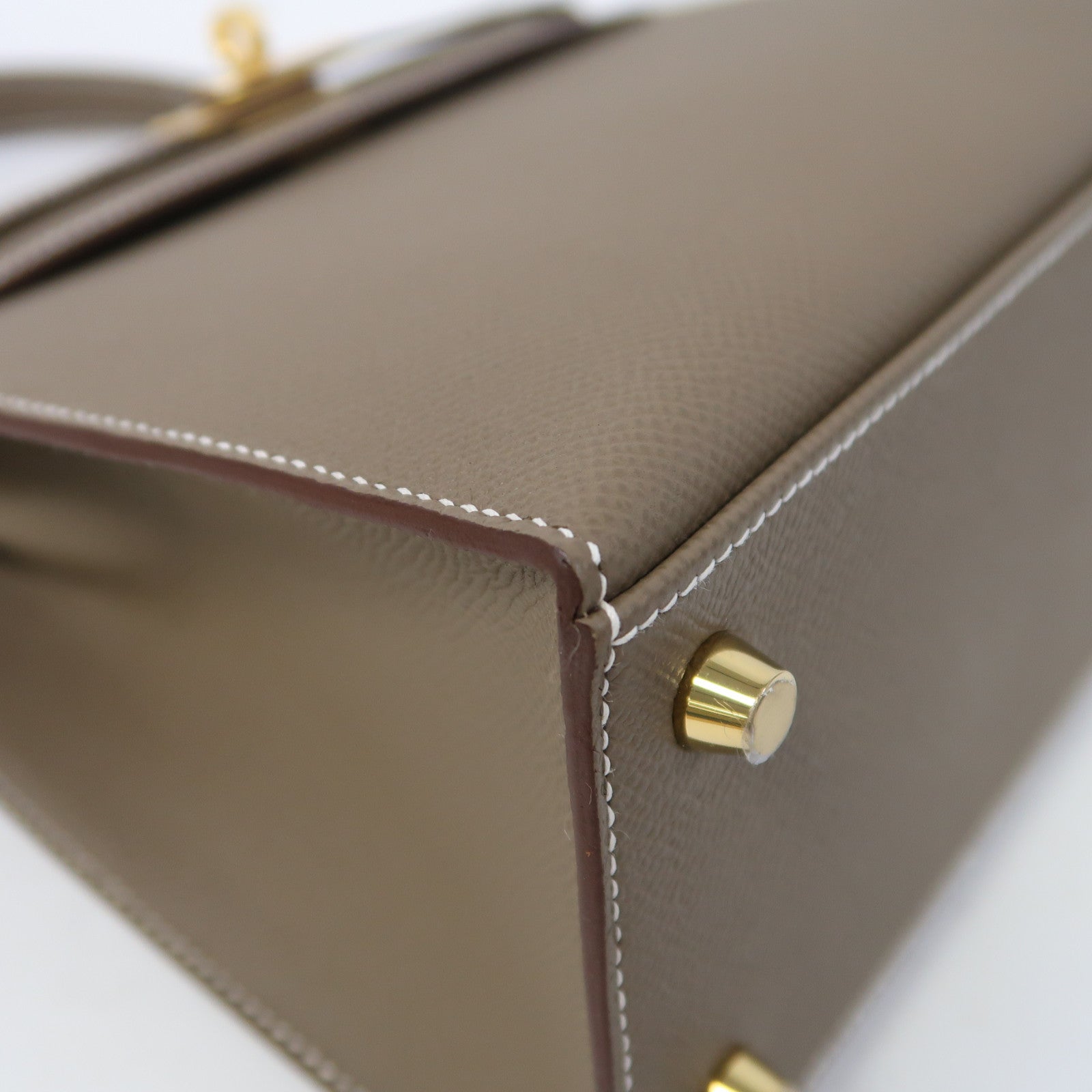 HERMES Epsom皮革Kelly 25金扣手挽肩背兩用袋大象灰色