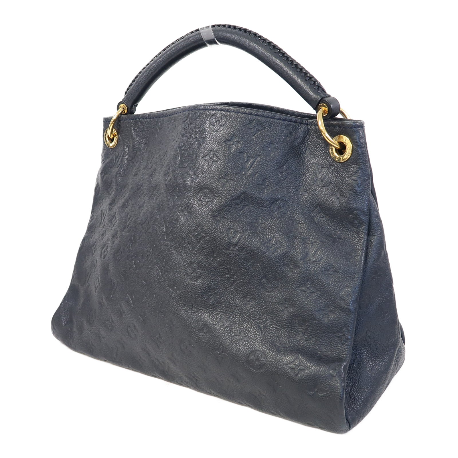 LOUIS VUITTON Monogram Empreinte Artsy MM金扣肩背袋深藍色