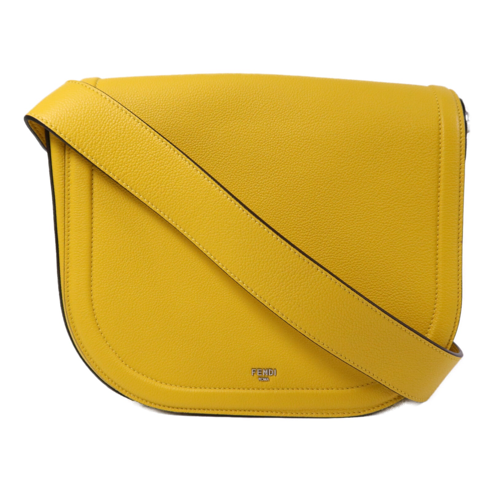 FENDI 牛皮皮革Roma Chiodo銀扣肩背袋