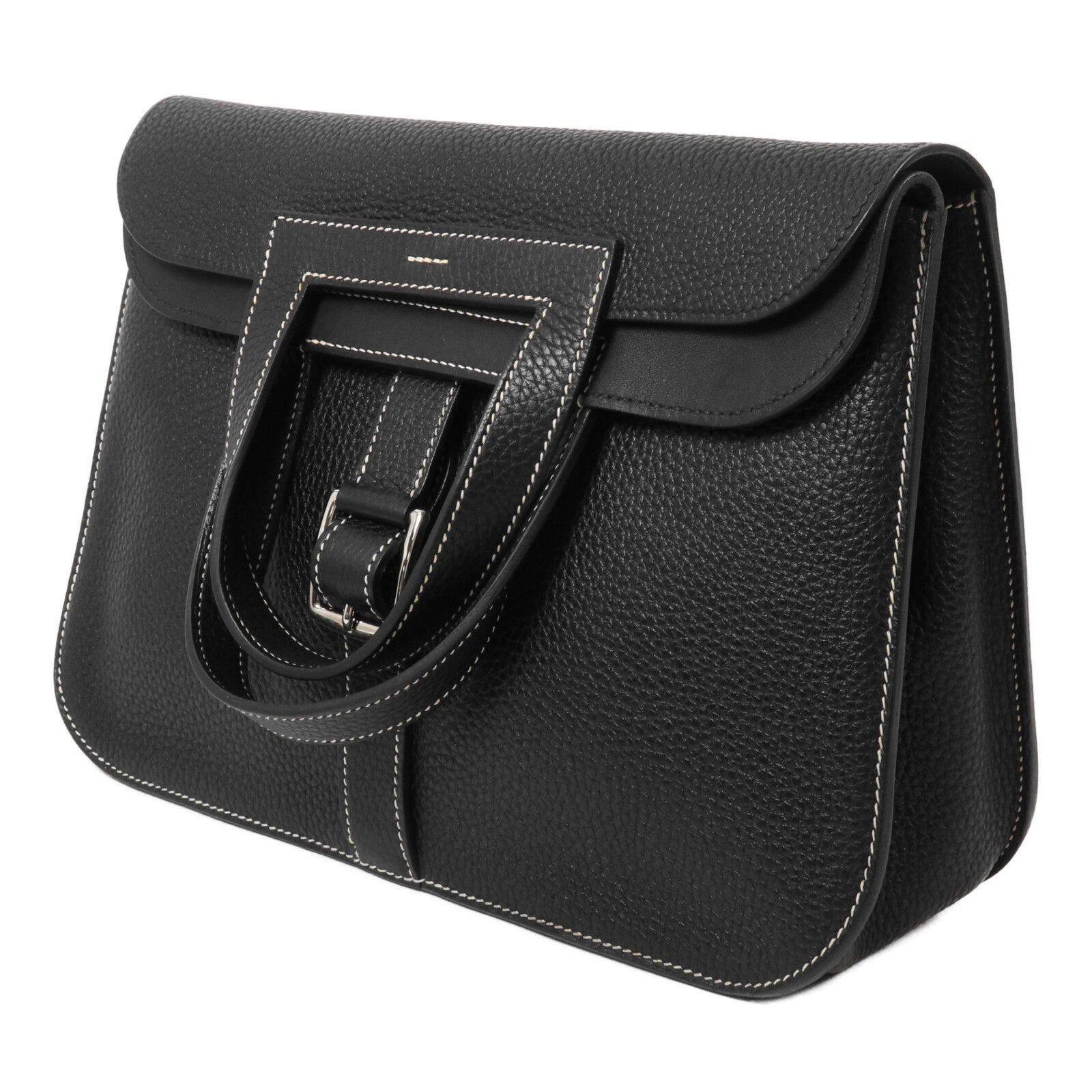 HERMES Clemence皮革Halzan 31手挽肩背兩用袋Noir