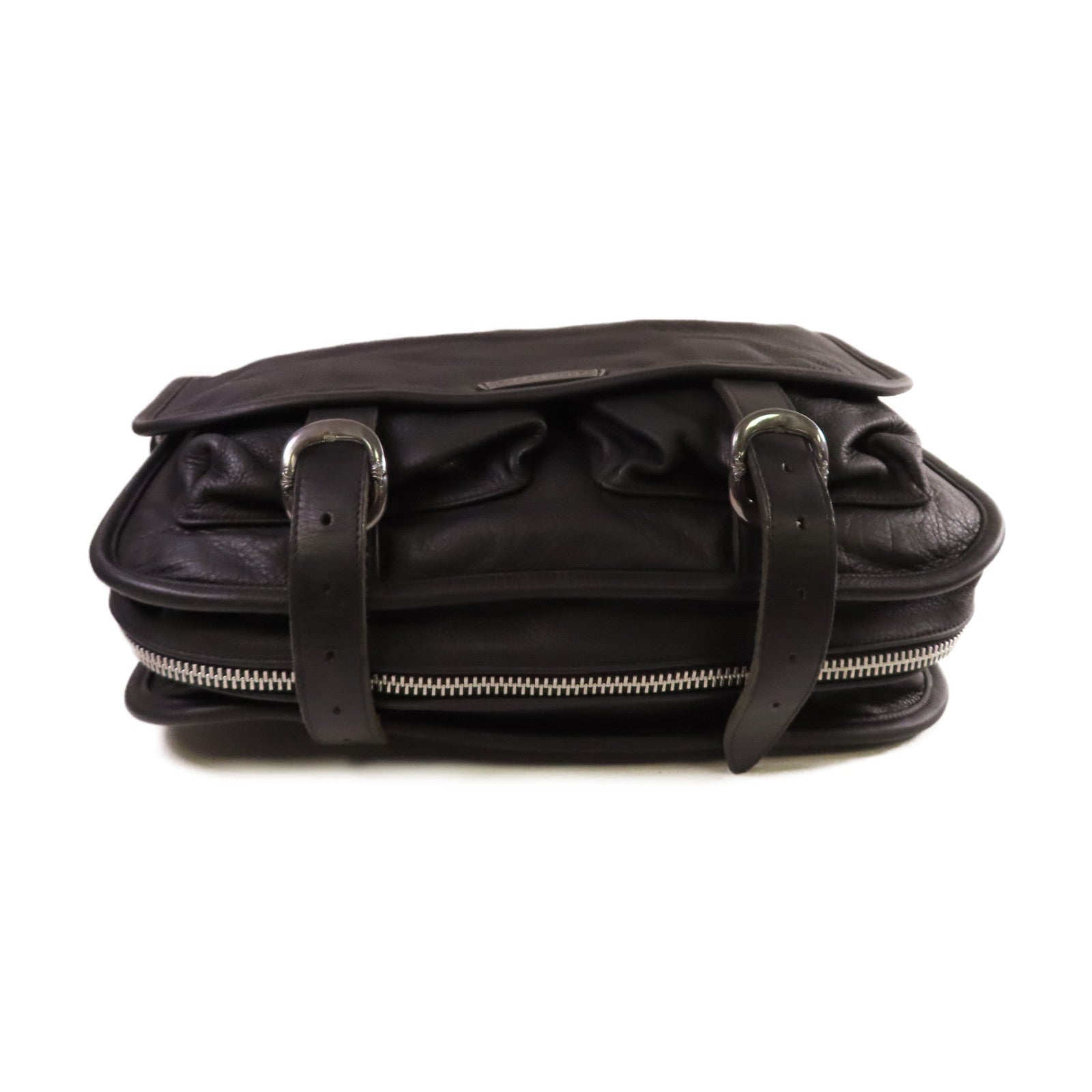 CHROME HEARTS 牛皮皮革Shoulder Bag銀扣肩背袋黑色