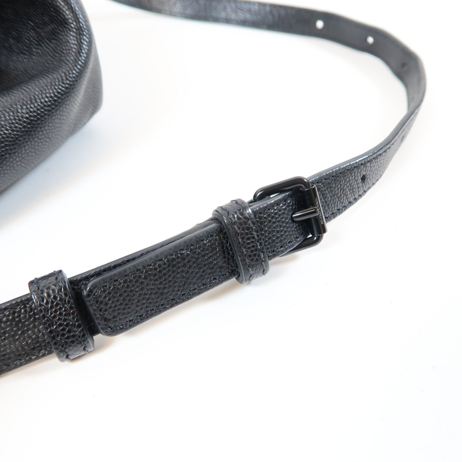 YVES SAINT LAURENT 牛皮皮革Shoulder Bag銀扣肩背袋黑色