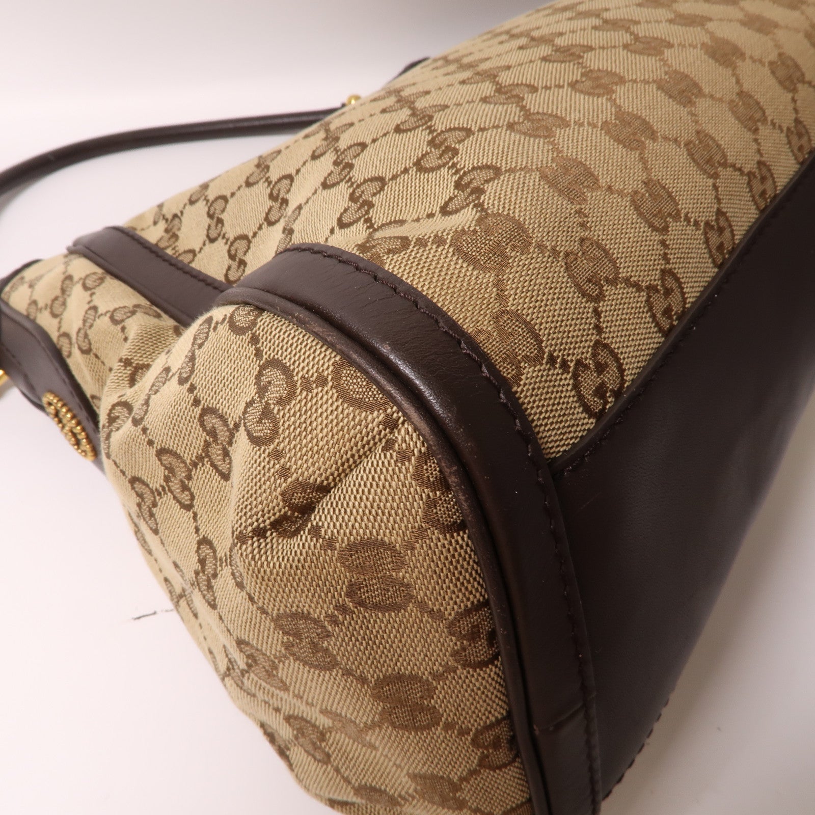 GUCCI 帆布Shoulder Bag金扣肩背袋啡色
