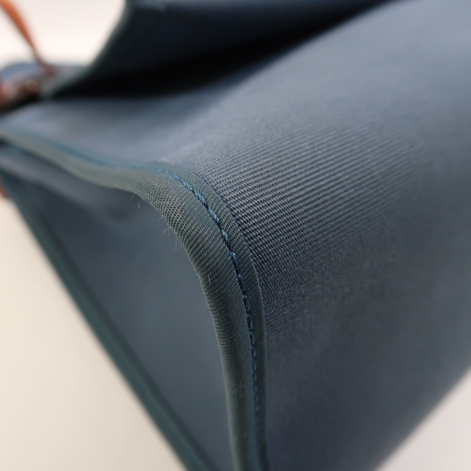 HERMES 帆布Herbag PM銀扣手挽肩背兩用袋Bleu Tempete/Rouge H