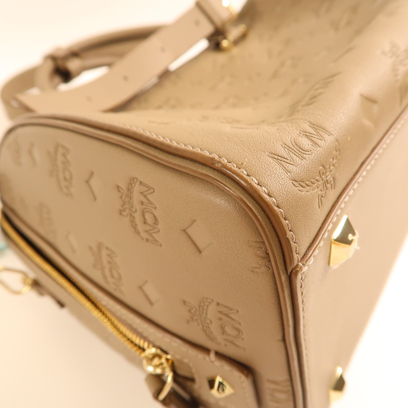 MCM 牛皮皮革Shoulder Bag金扣手挽肩背兩用袋