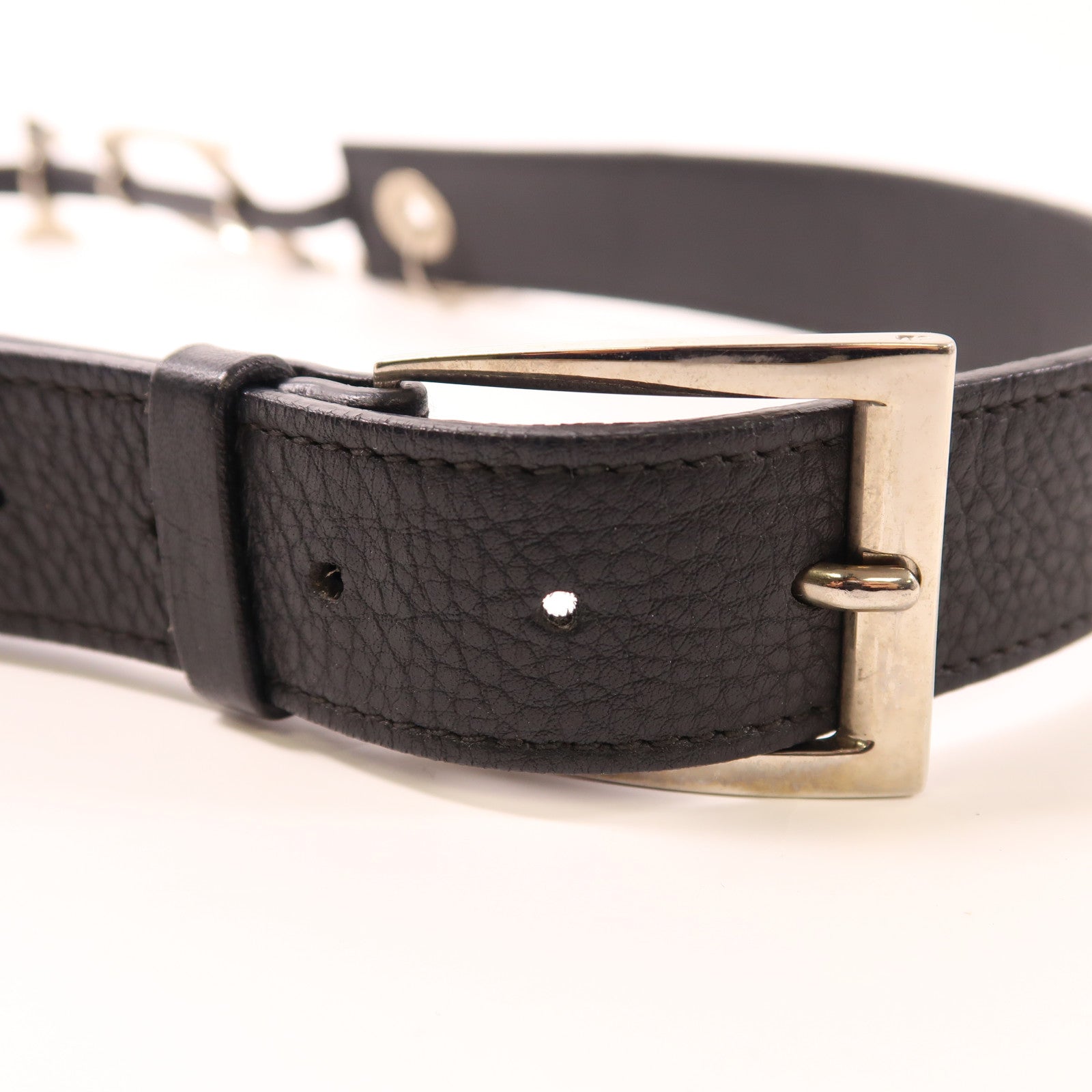 Dior 牛皮皮革Belt銀扣皮帶黑色