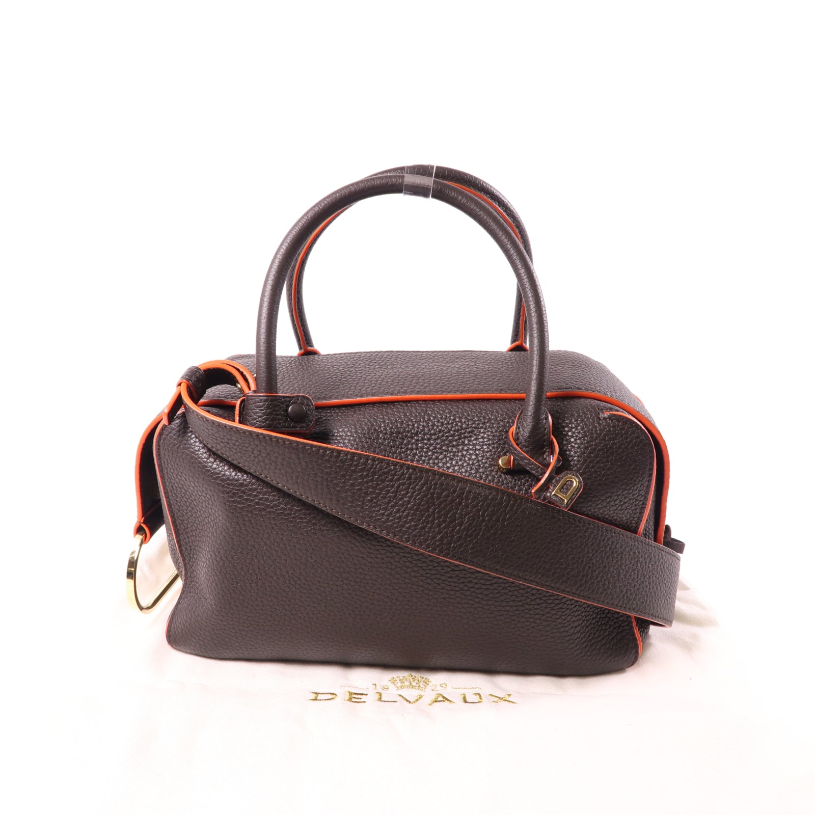 Delvaux 牛皮皮革Cool Box手挽肩背兩用袋棕色