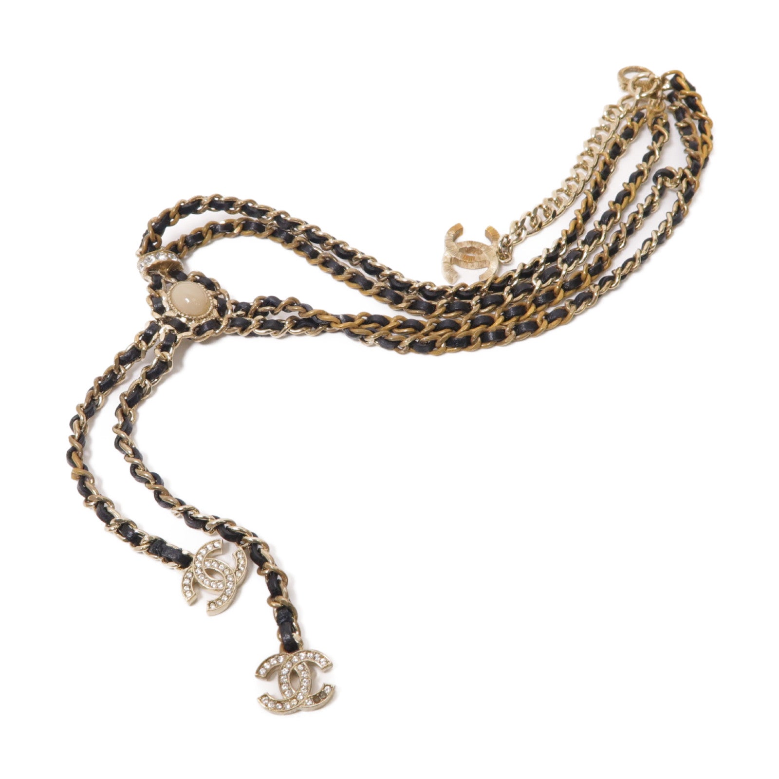 CHANEL 金屬Necklace項鍊黒色/金色