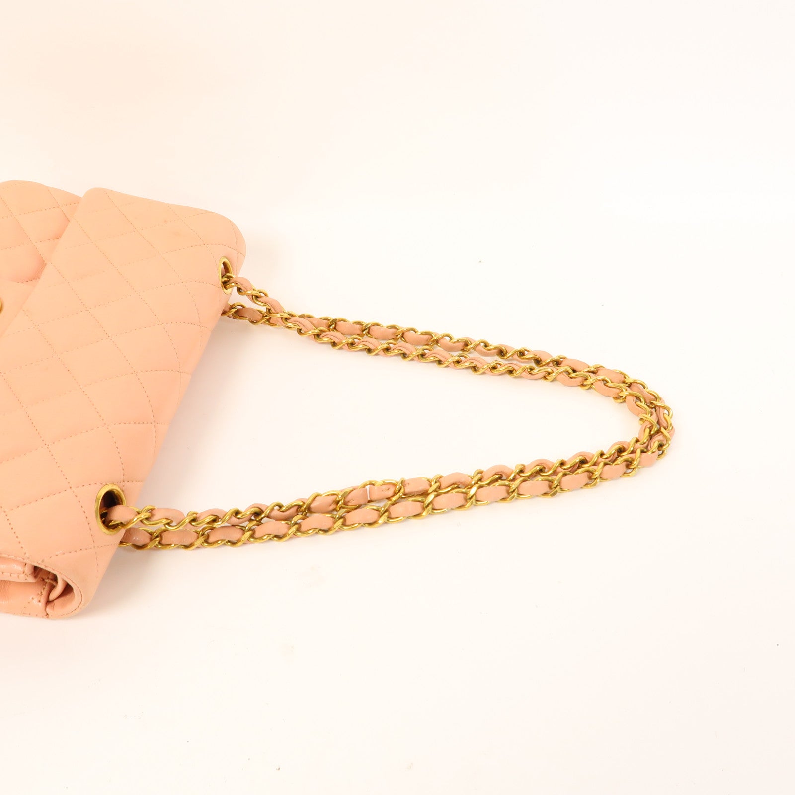 CHANEL 【激減優惠】菱格羊皮皮革Chain Shoulder金扣鏈帶肩背袋粉紅色