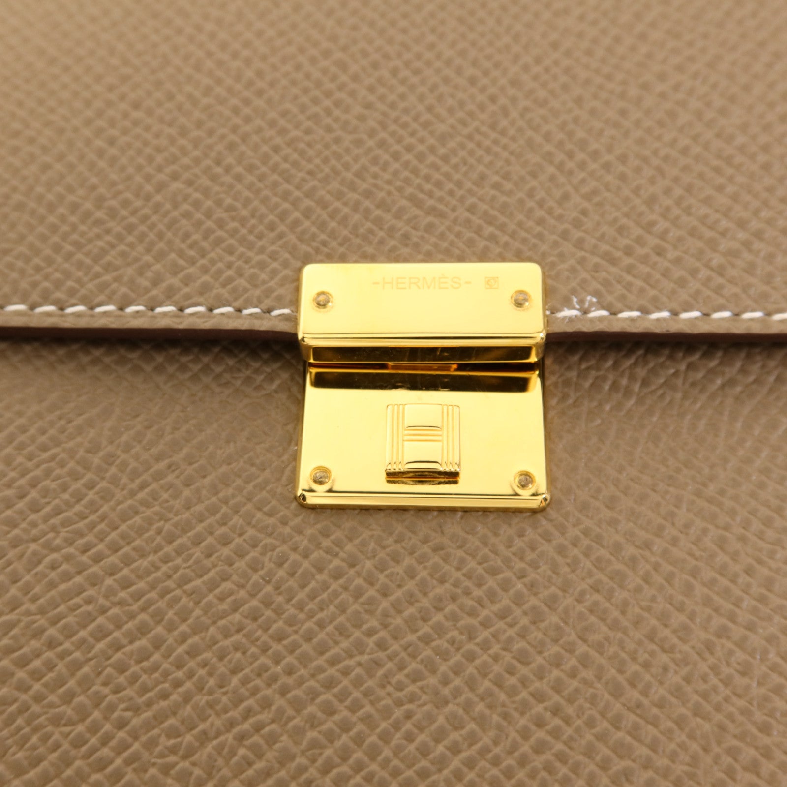 HERMES Epsom皮革Clic 16金扣肩背袋Etoupe