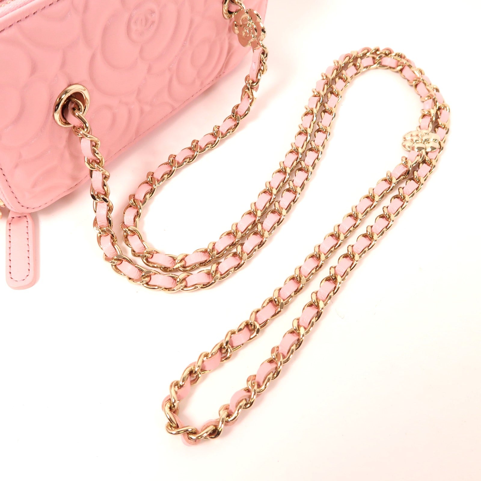 CHANEL 牛皮皮革Chain Shoulder金扣鏈帶肩背袋