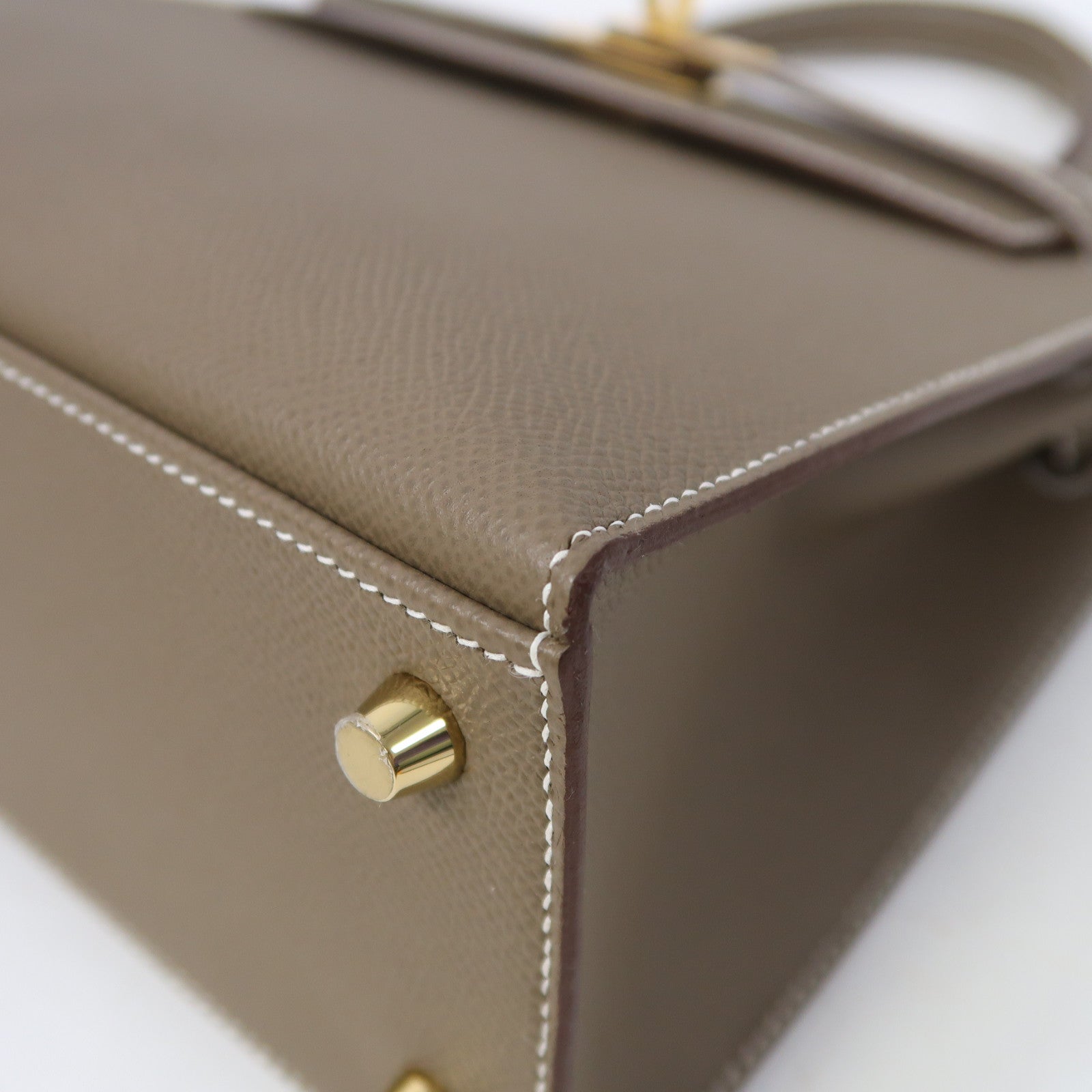 HERMES Epsom皮革Kelly 25金扣手挽肩背兩用袋大象灰色