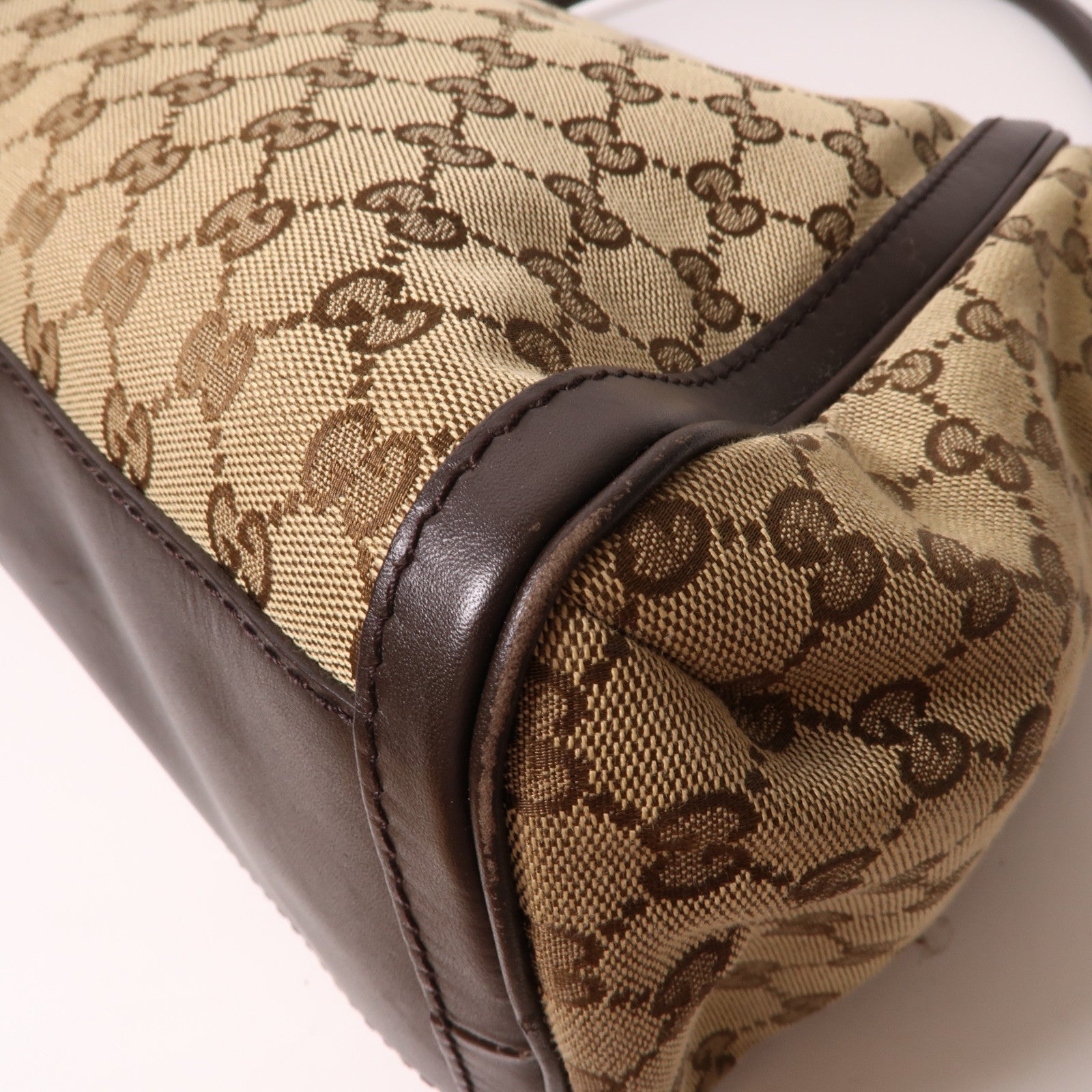 GUCCI 帆布Shoulder Bag金扣肩背袋啡色