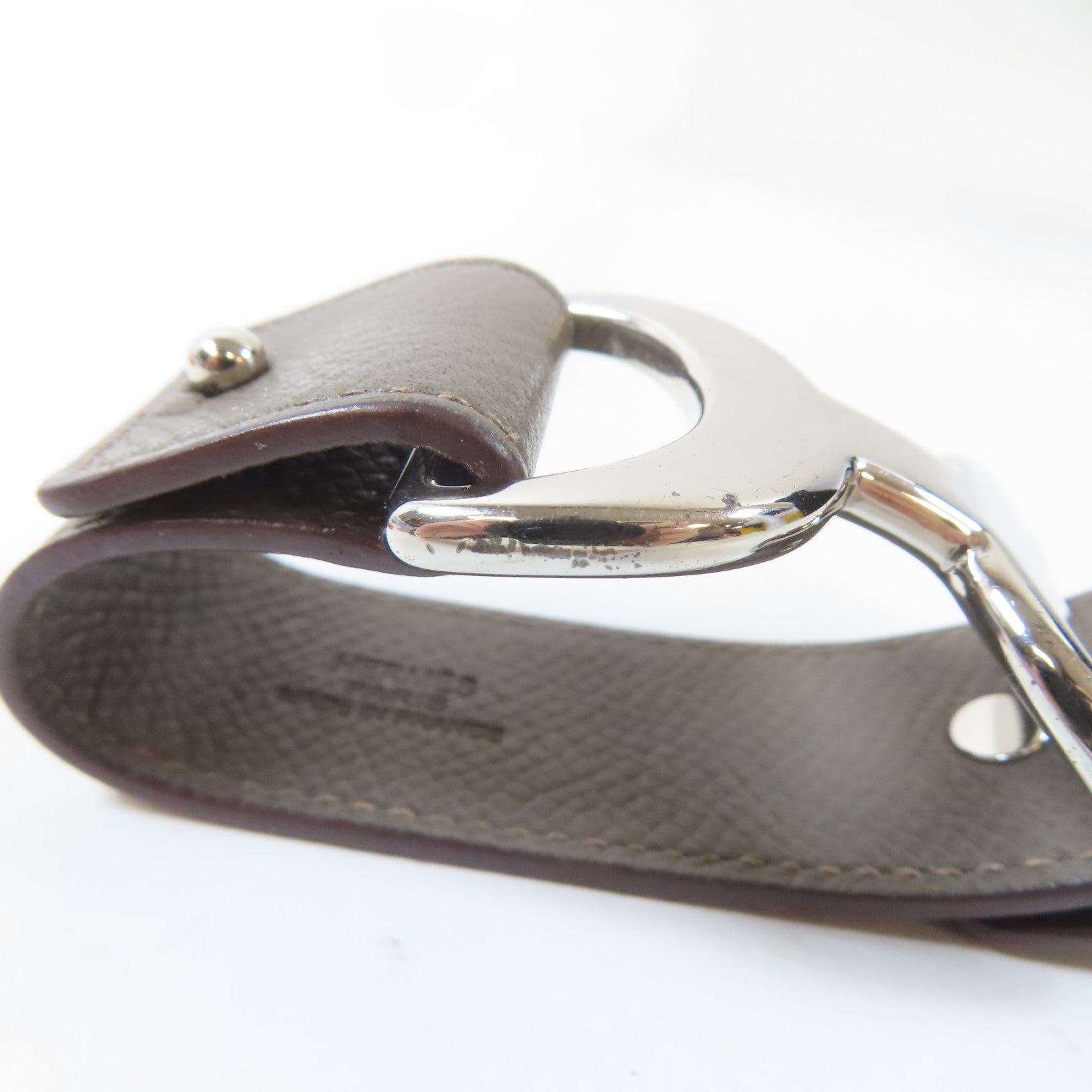 HERMES 【激減優惠】Epsom皮革/金屬Pavane Bracelet銀扣手鐲Etain/錫灰色Hermes#XS/#15cm