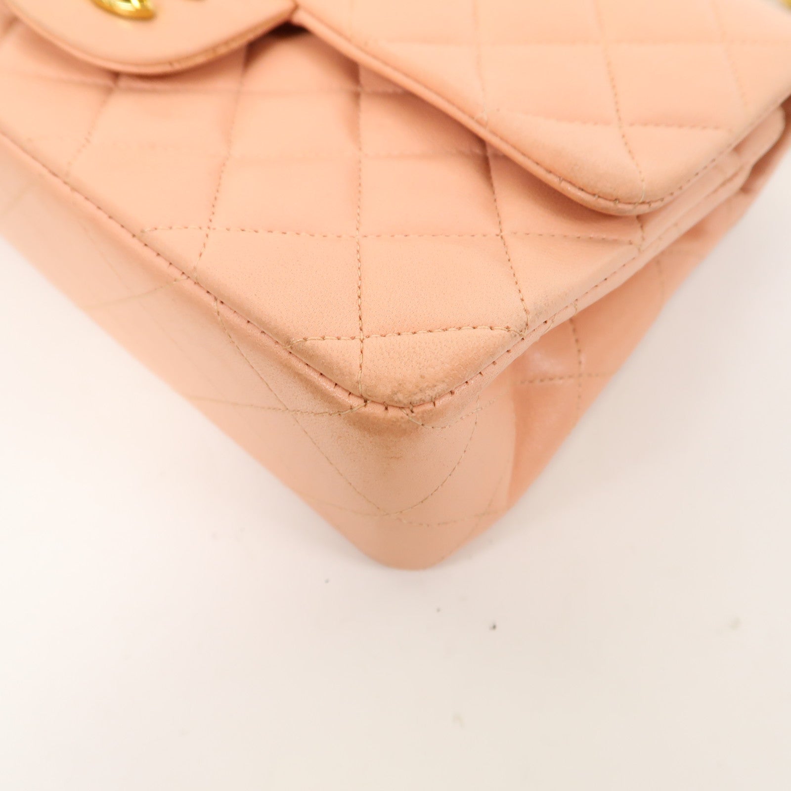 CHANEL 【激減優惠】菱格羊皮皮革Chain Shoulder金扣鏈帶肩背袋粉紅色