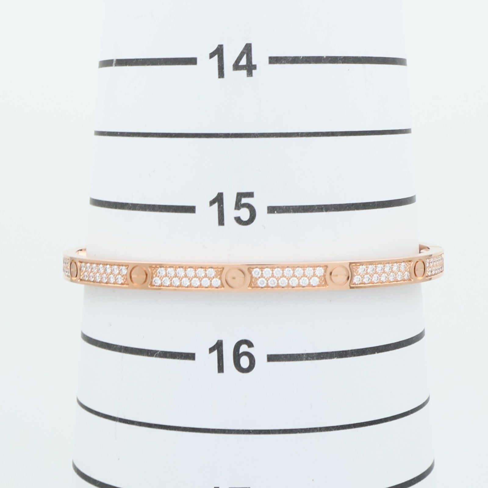 CARTIER 18K玫瑰金Love Bangle SM Paved鑽石手鐲Cartier#16