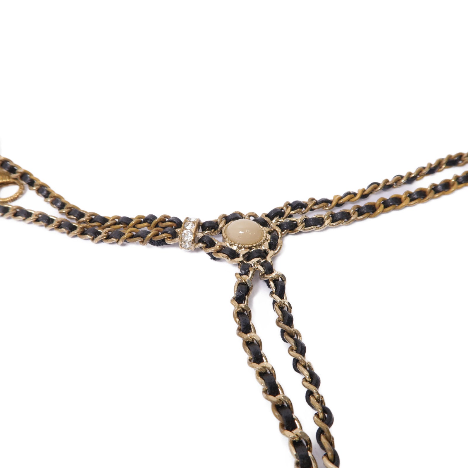 CHANEL 金屬Necklace項鍊黒色/金色