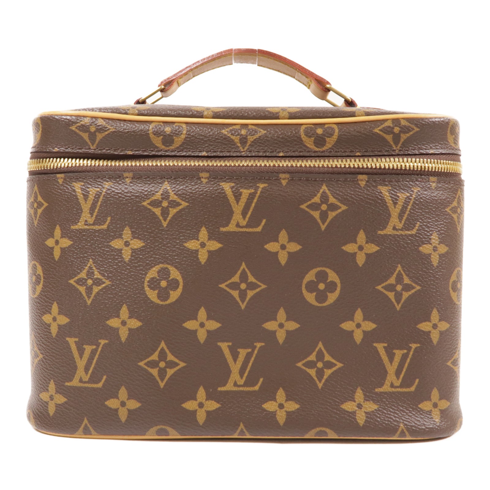 LOUIS VUITTON Monogram Nice BB金扣手挽袋棕色