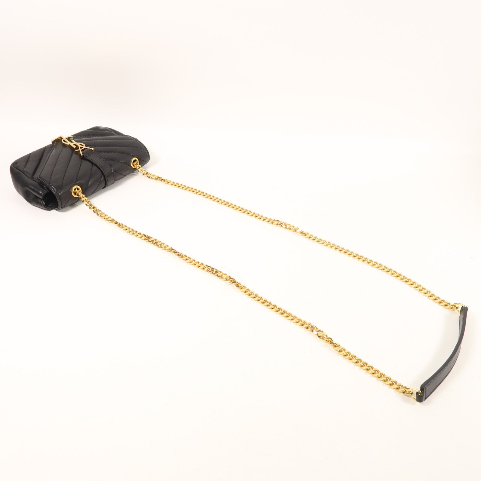 YVES SAINT LAURENT 羊皮皮革Chain Shoulder金扣鏈帶肩背袋