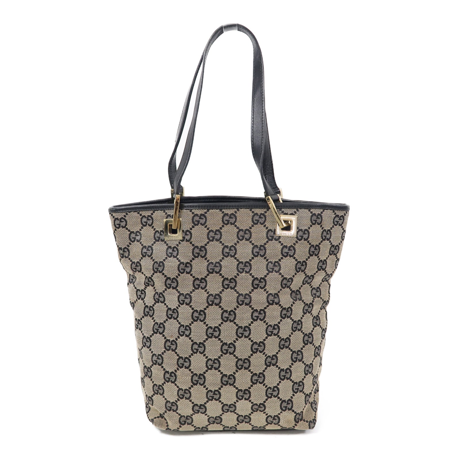 GUCCI 帆布Pochette金扣肩背袋藍色/米色