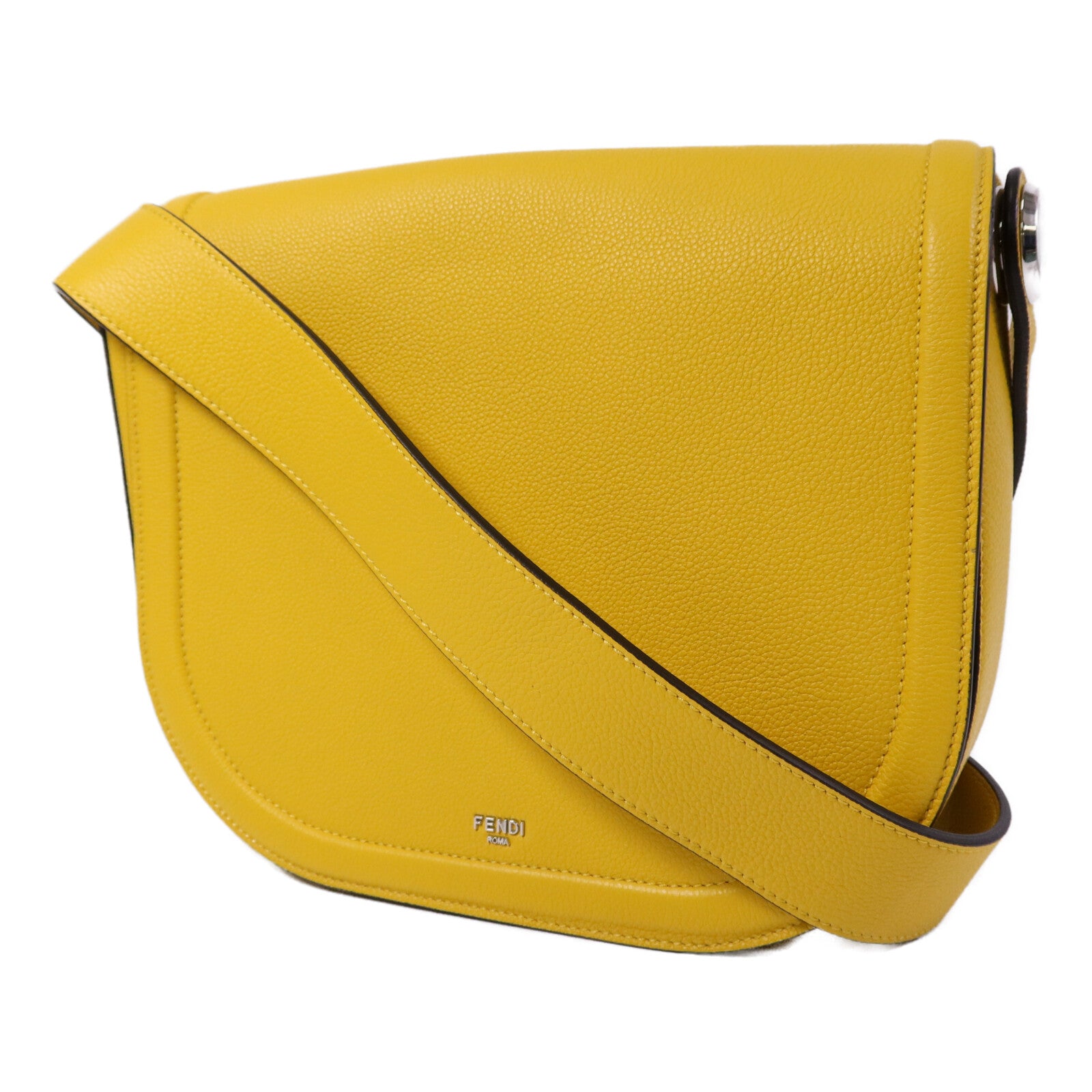 FENDI 牛皮皮革Roma Chiodo銀扣肩背袋