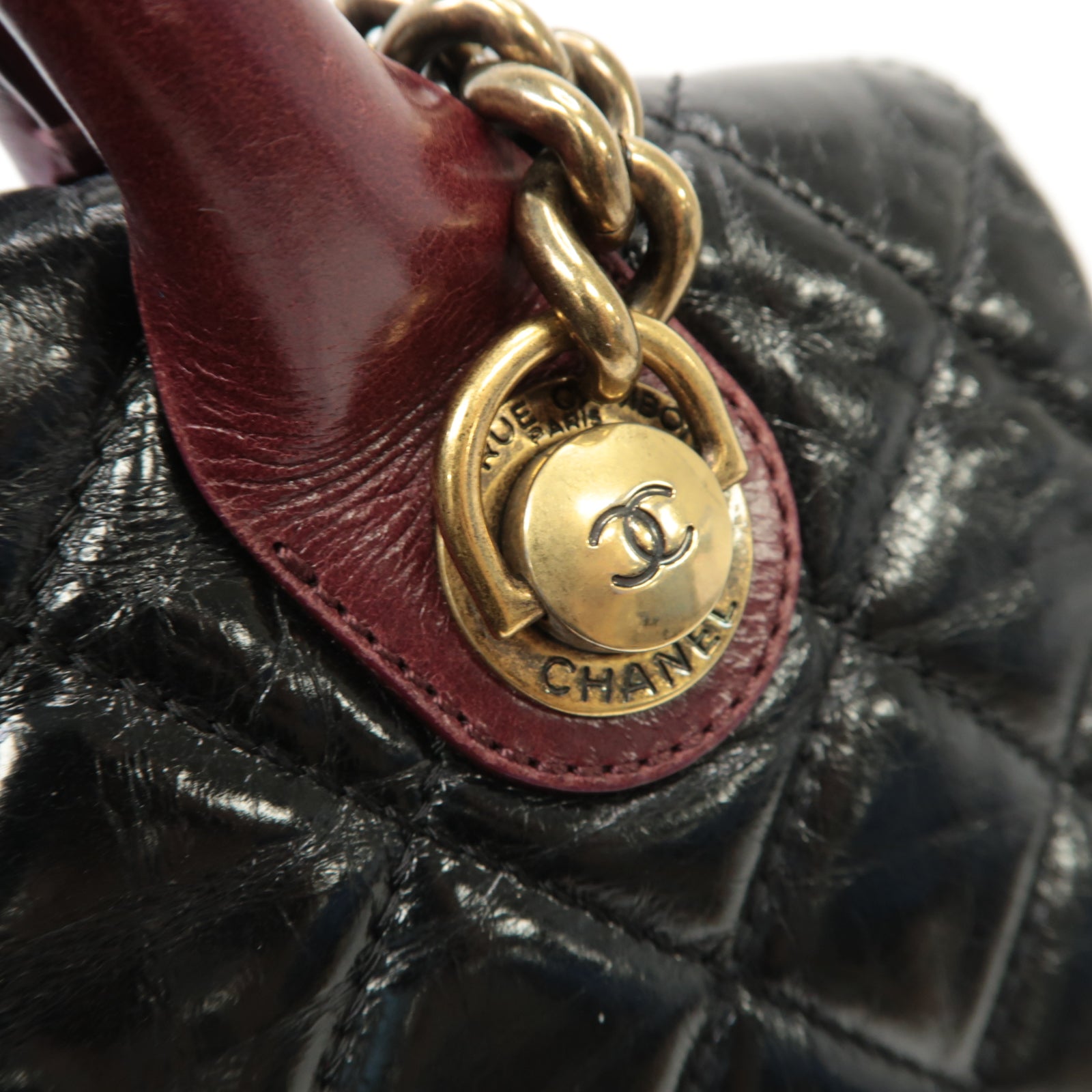 CHANEL 【激減優惠】菱格牛皮皮革2 Way Shoulder金扣手挽肩背兩用袋黑色