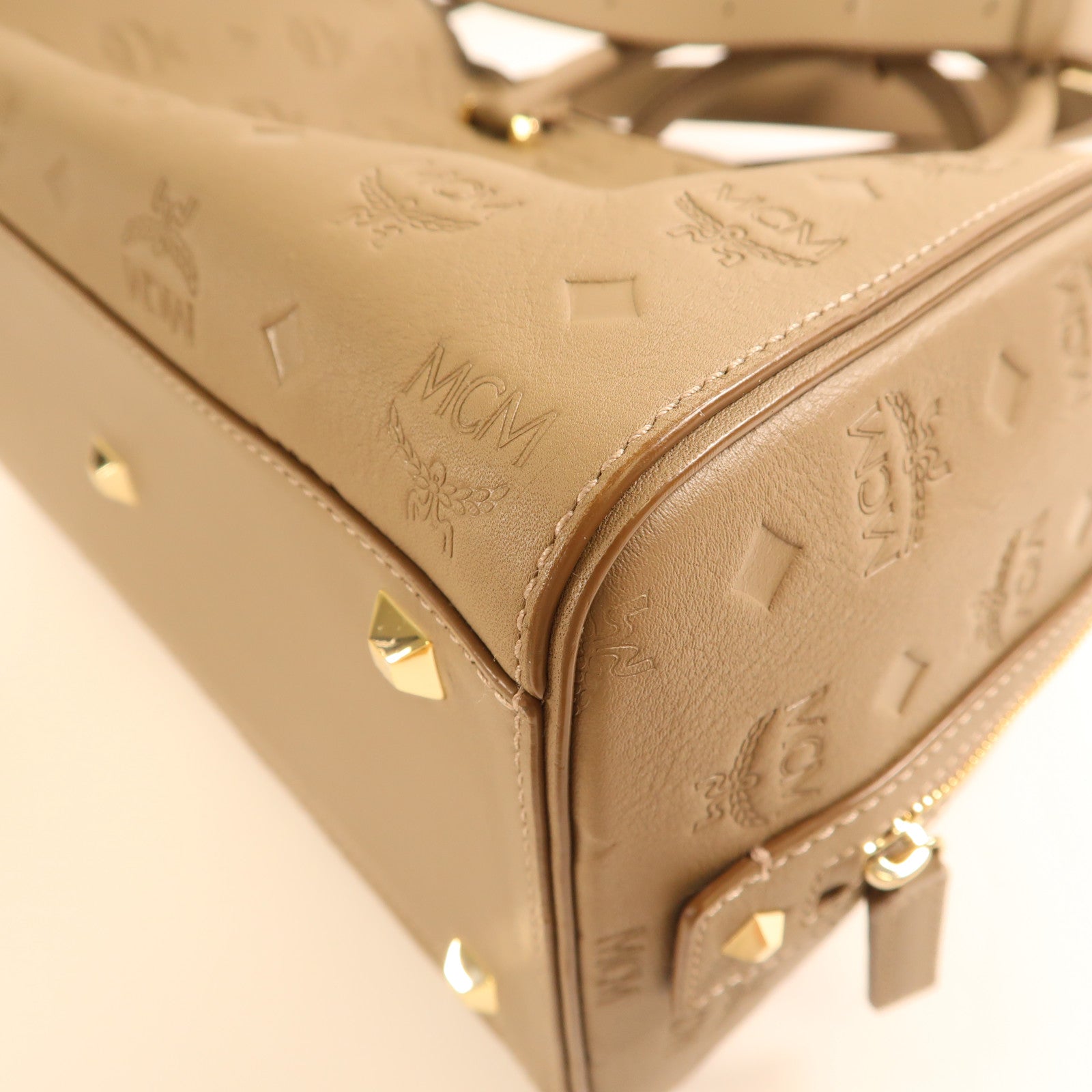 MCM 牛皮皮革Shoulder Bag金扣手挽肩背兩用袋