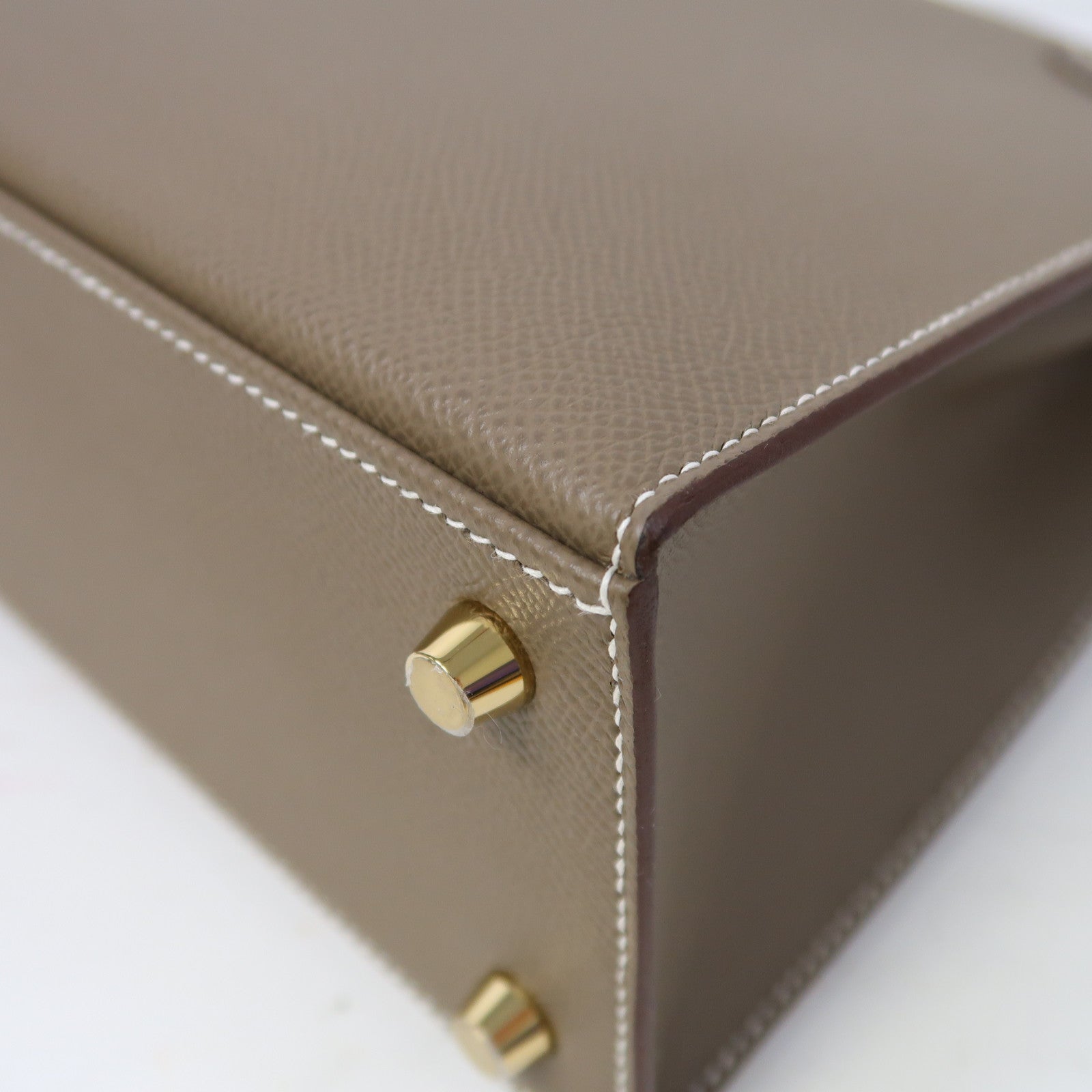 HERMES Epsom皮革Kelly 25金扣手挽肩背兩用袋大象灰色