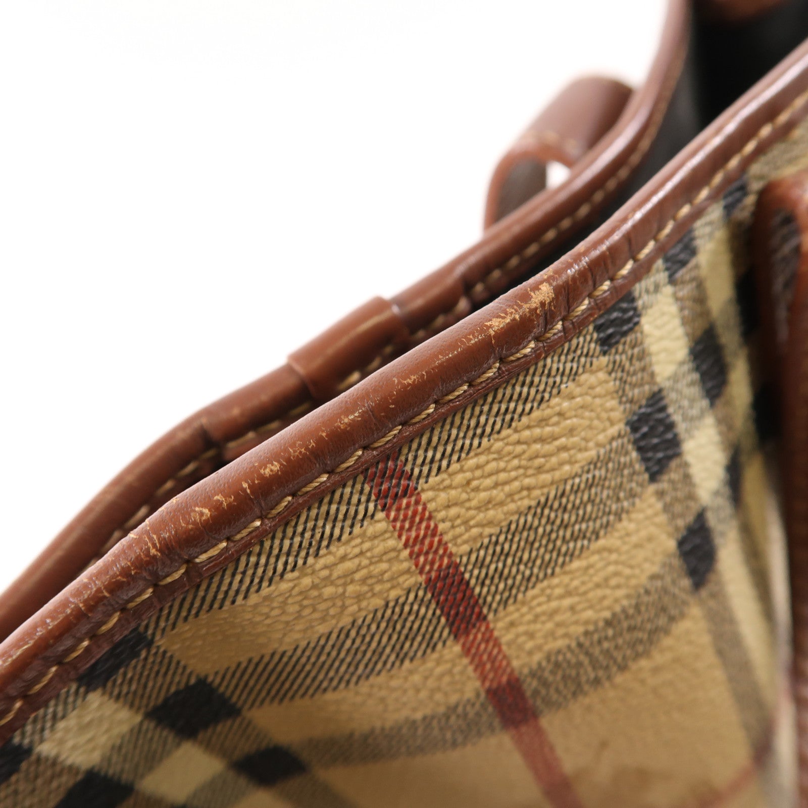 BURBERRY 塗層帆布/牛皮皮革Tote Bag銀扣手挽袋