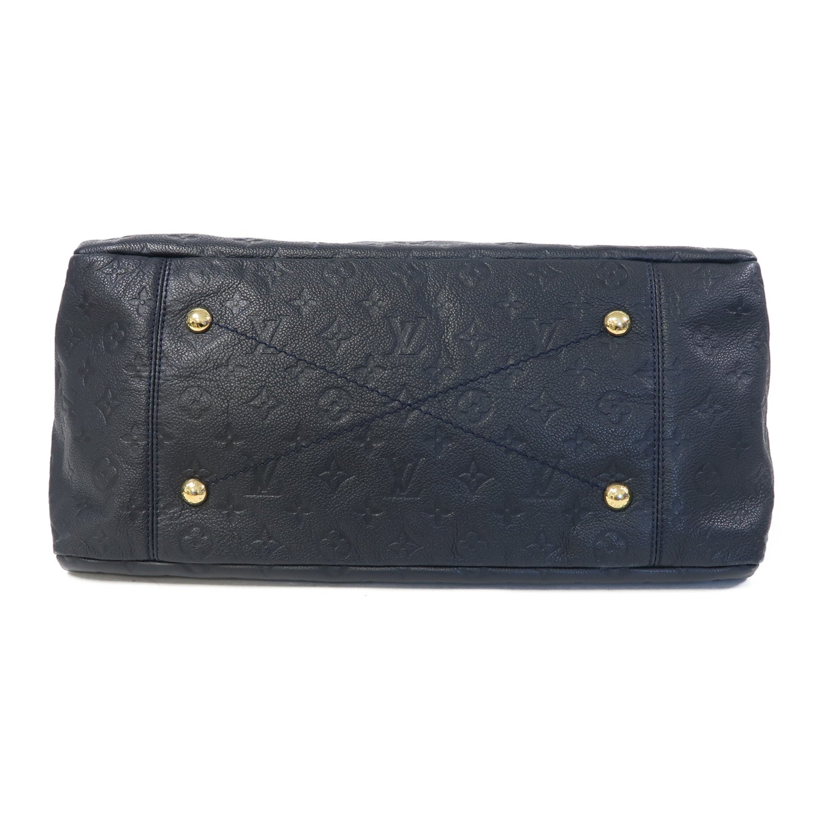 LOUIS VUITTON Monogram Empreinte Artsy MM金扣肩背袋深藍色