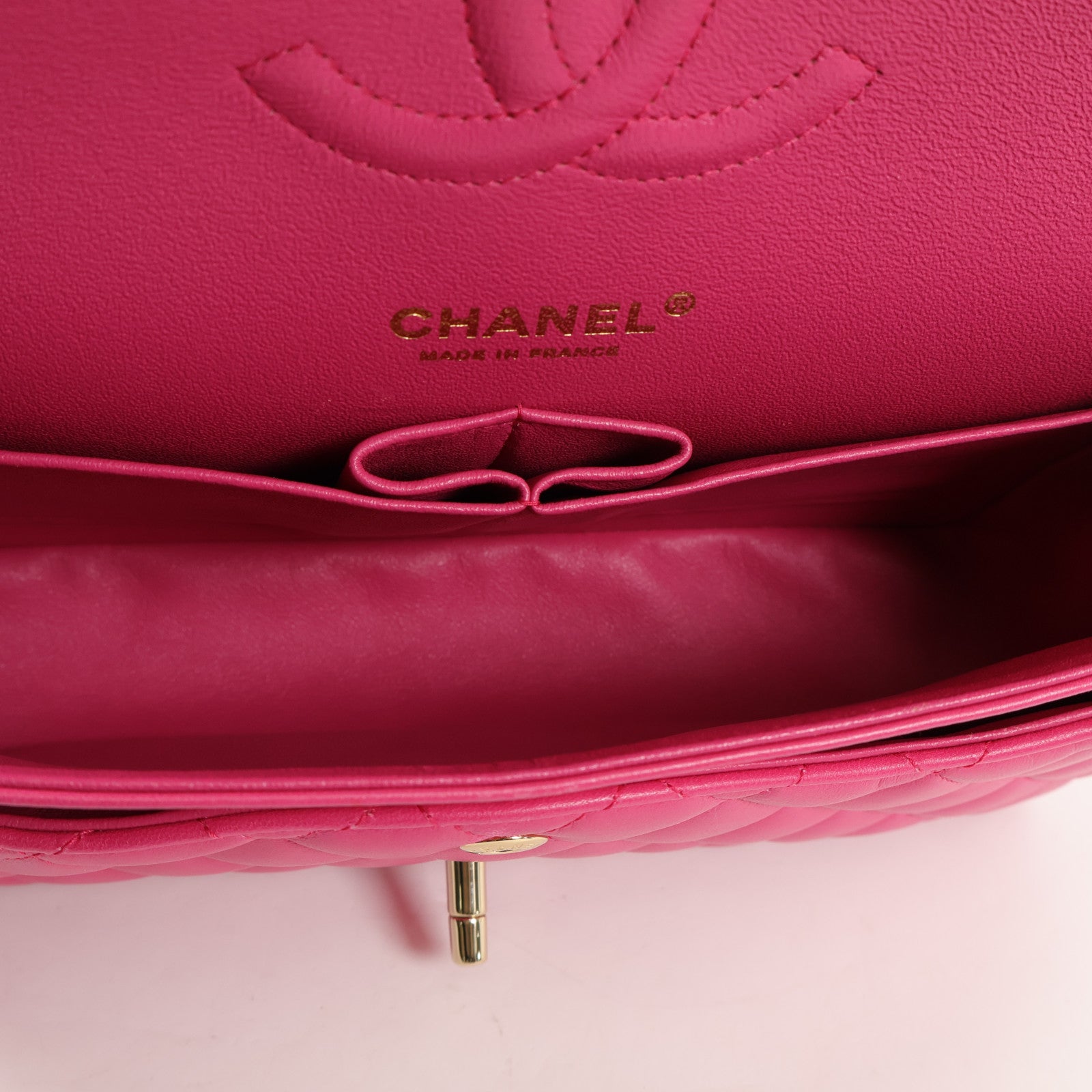 CHANEL 羊皮皮革Classic 25銀扣鏈帶肩背袋