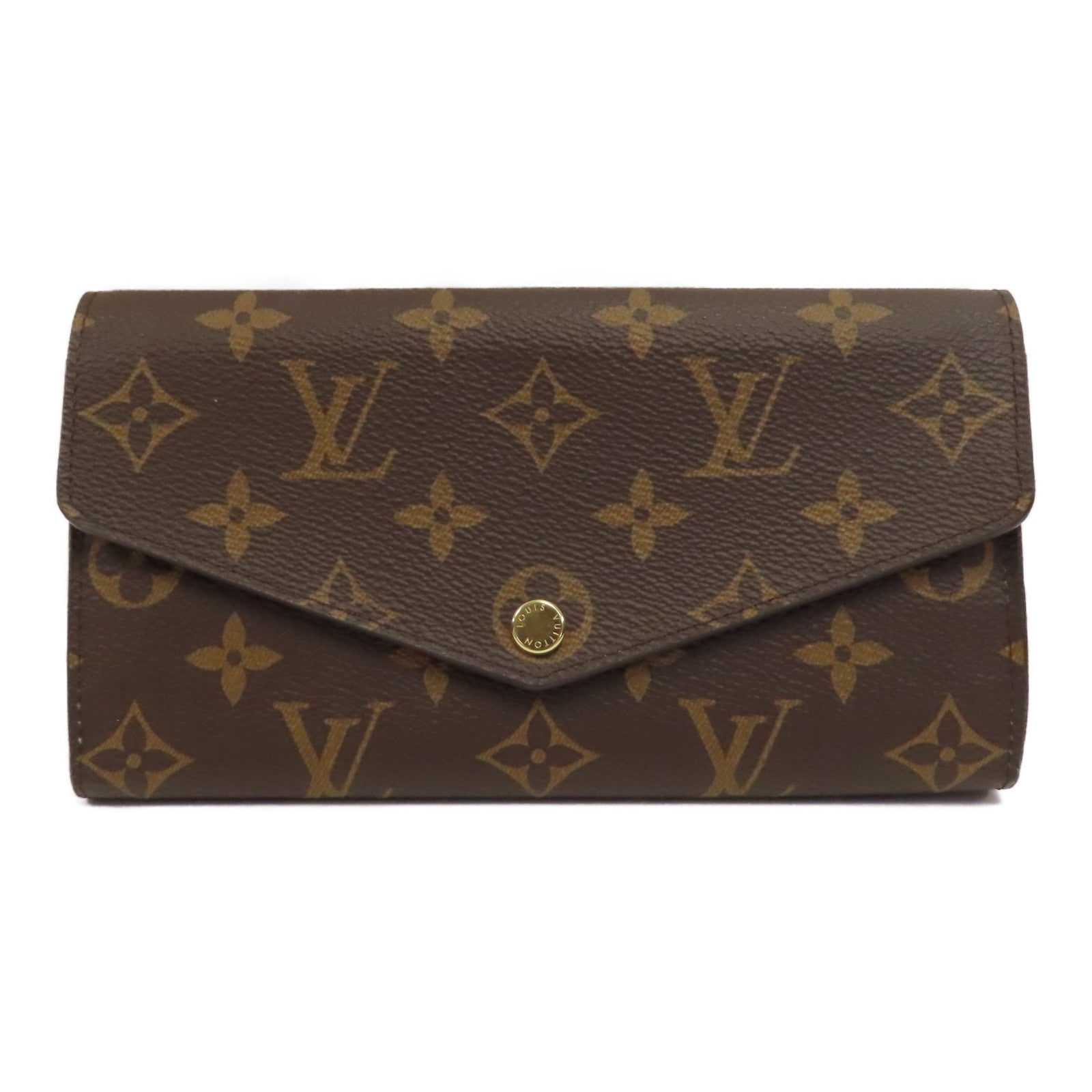 LOUIS VUITTON Monogram Long Wallet金扣啪鈕長錢包啡色