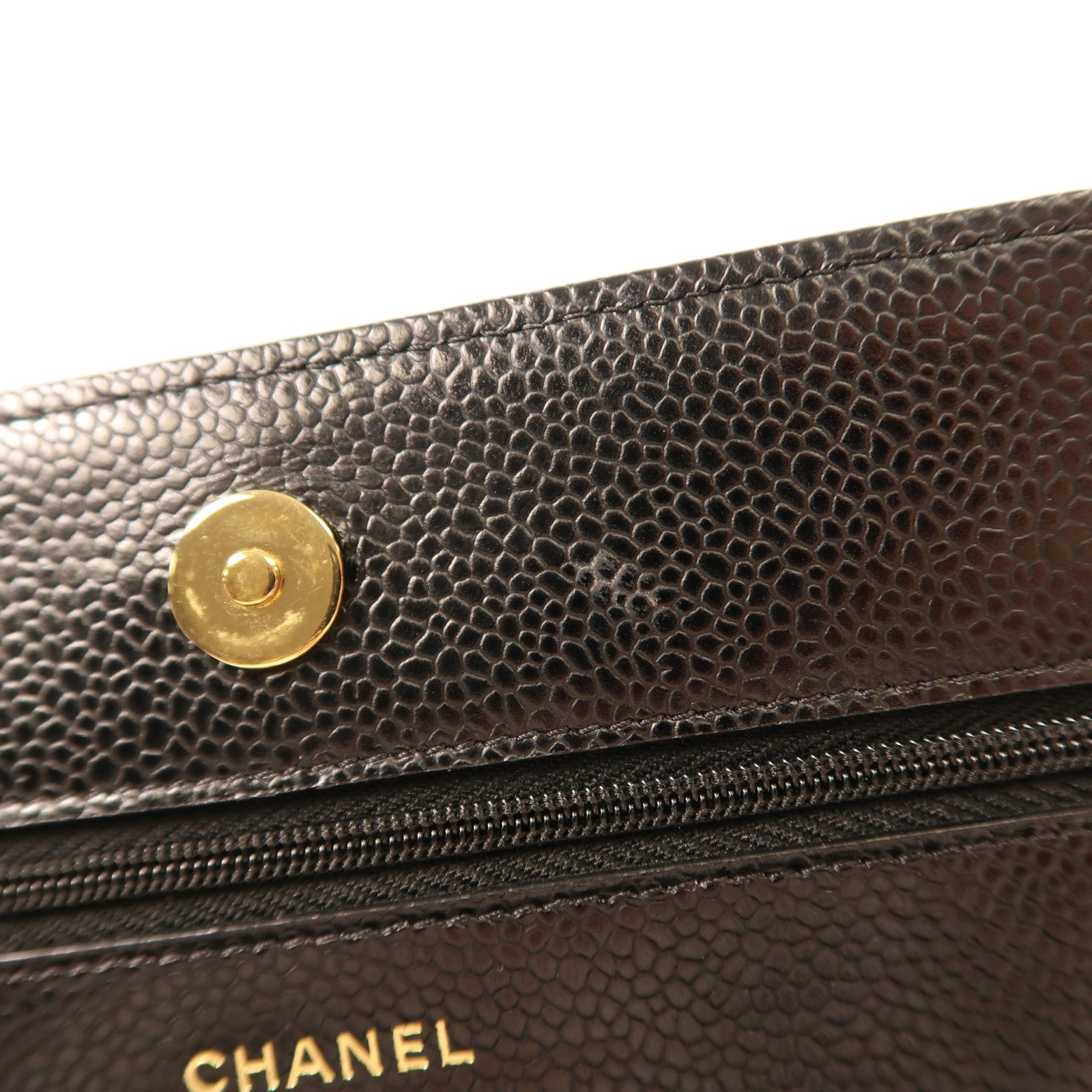 CHANEL 牛皮皮革Wallet On Chain金扣鏈帶肩背袋黑色