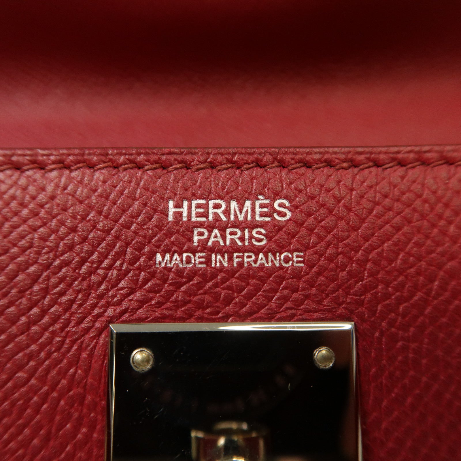 HERMES 【激減優惠】Epsom皮革Kelly 32銀扣手挽肩背兩用袋Ruby/紅色